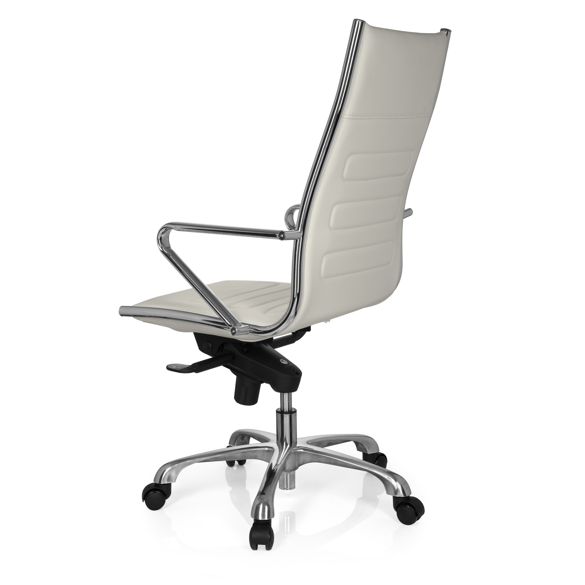PARIBA III Swivel office chair with casters Faux leather White