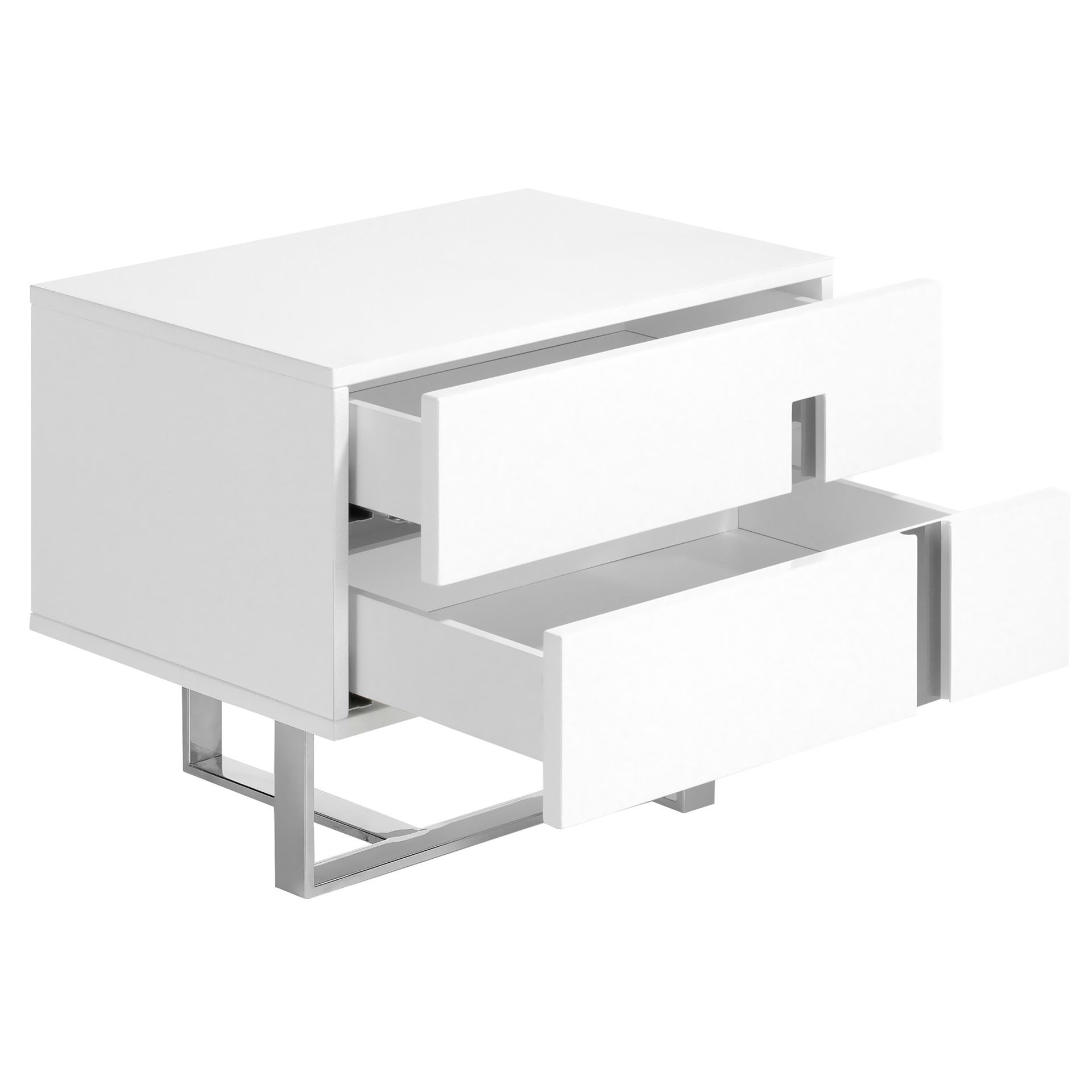 Comodino acciaio cromato bianco