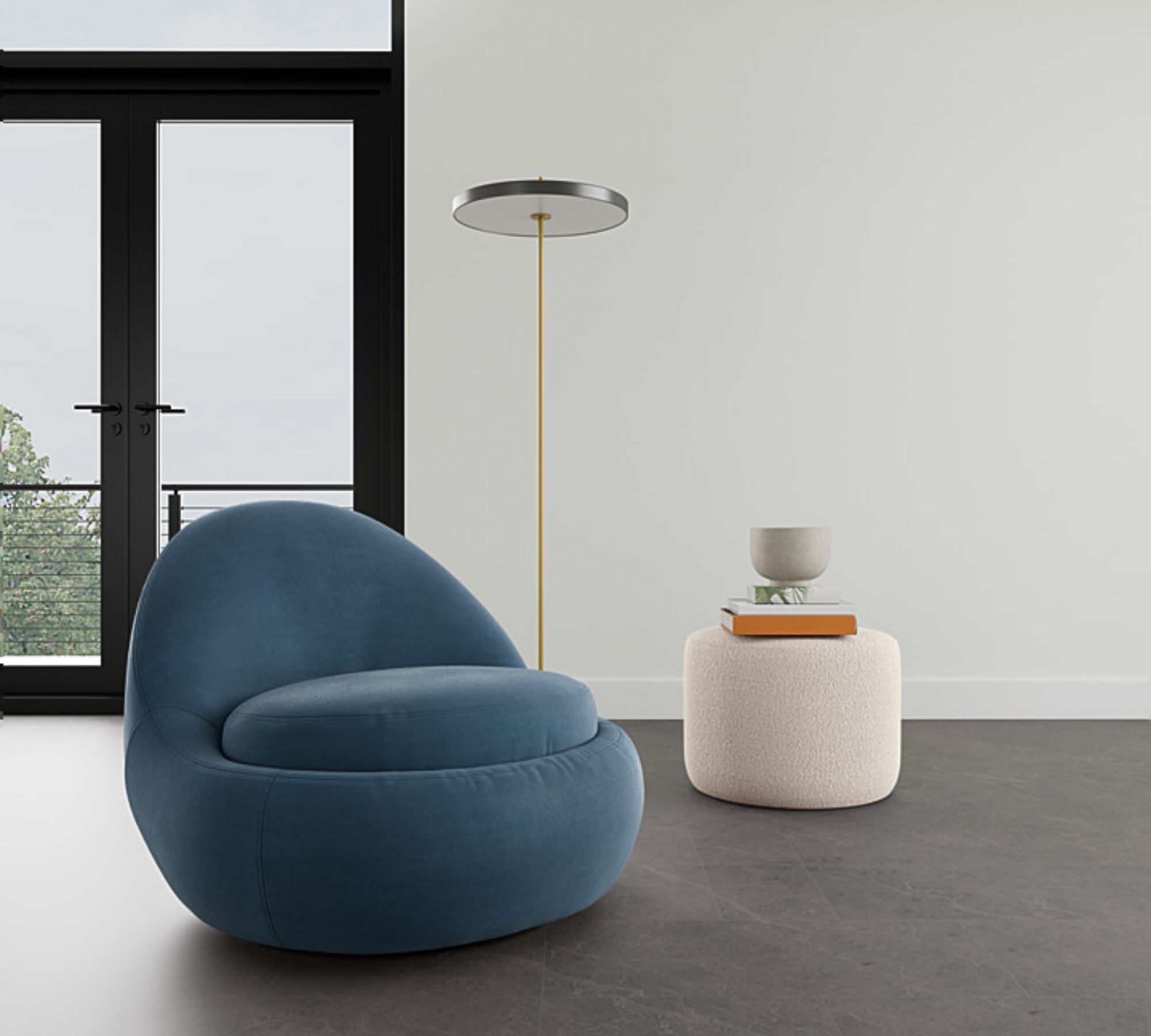 Babette Drehsessel Velour Lux Shadow Blue