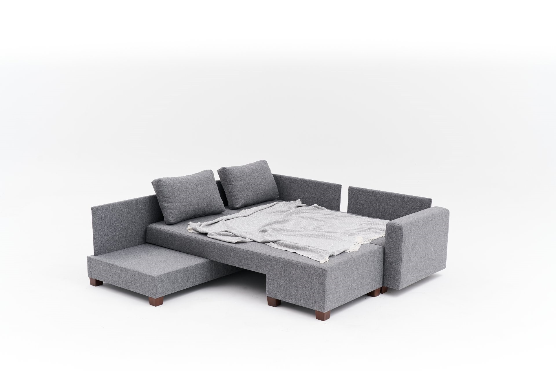 Aly Schlafsofa Récamiere Links Baumwolle Grau