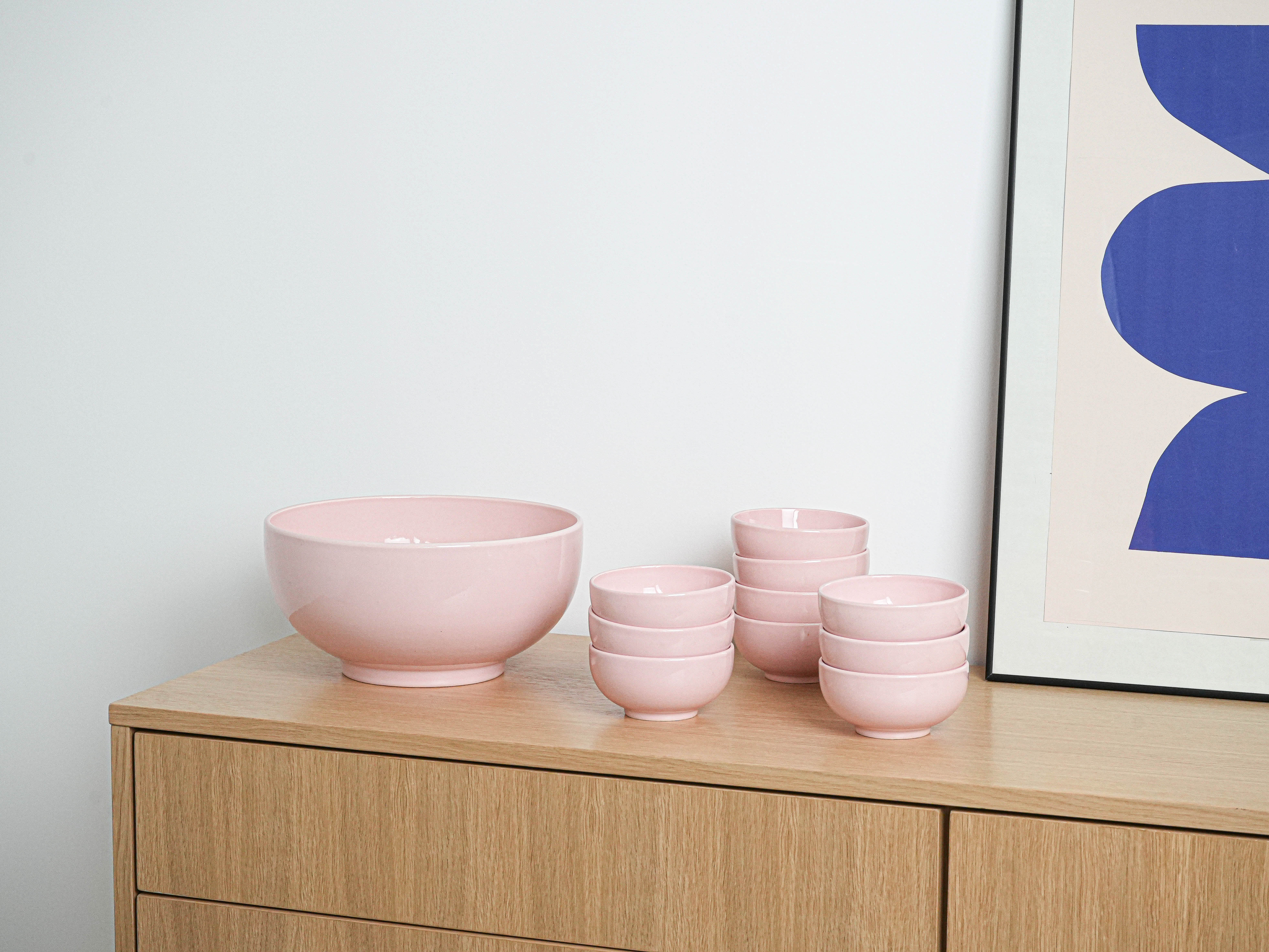 Ceramic bowl set Pink 1990s