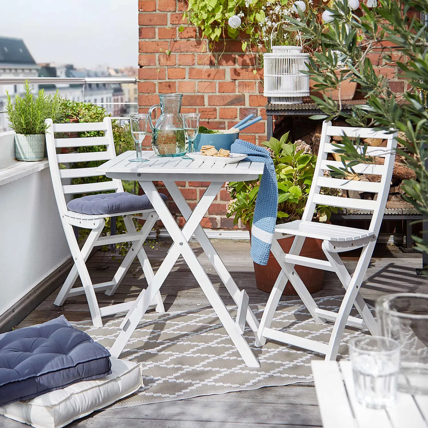 Colour Clash Rauten II Outdoorteppich Natur