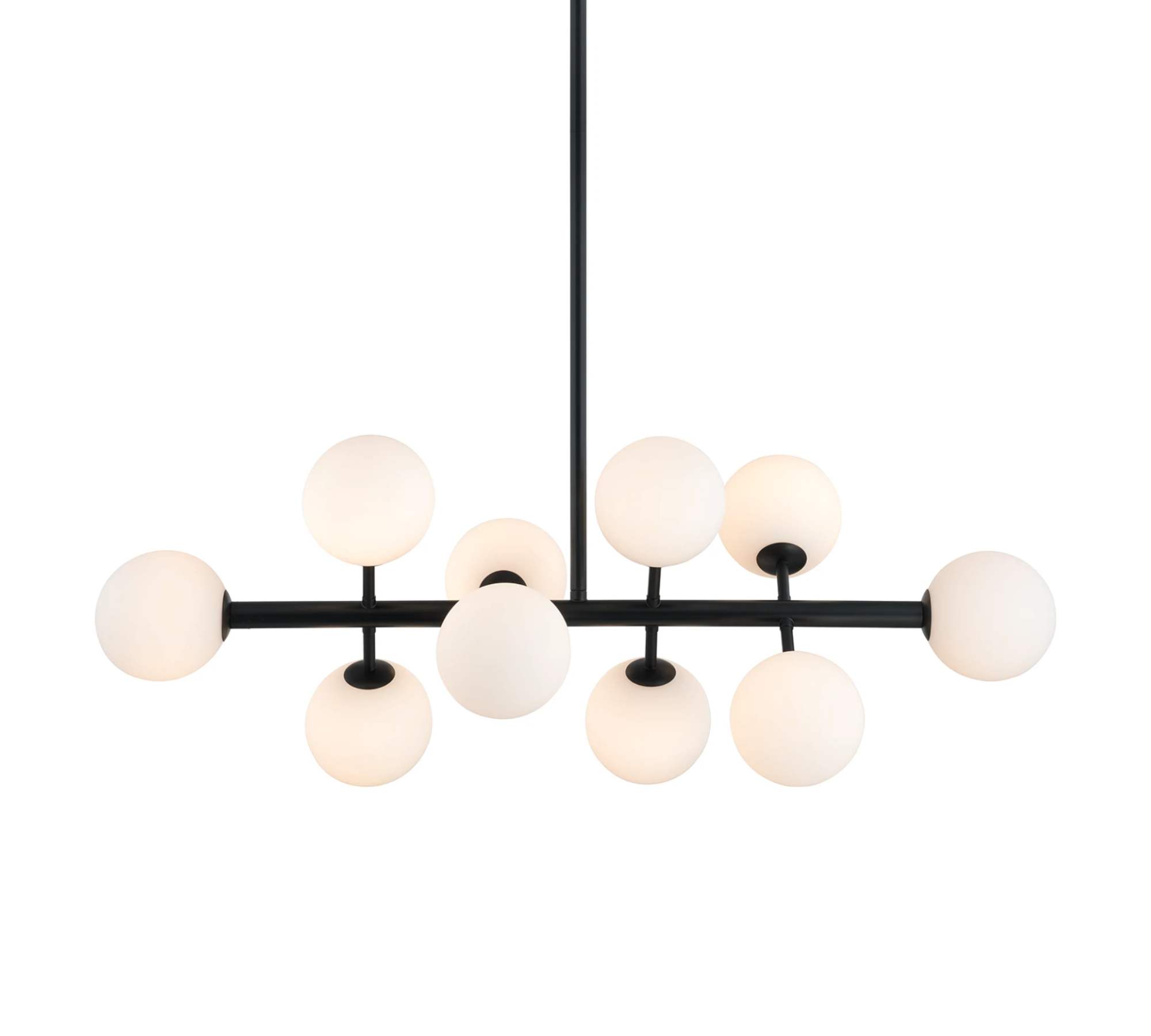 Pendant lamp opal glass iron black