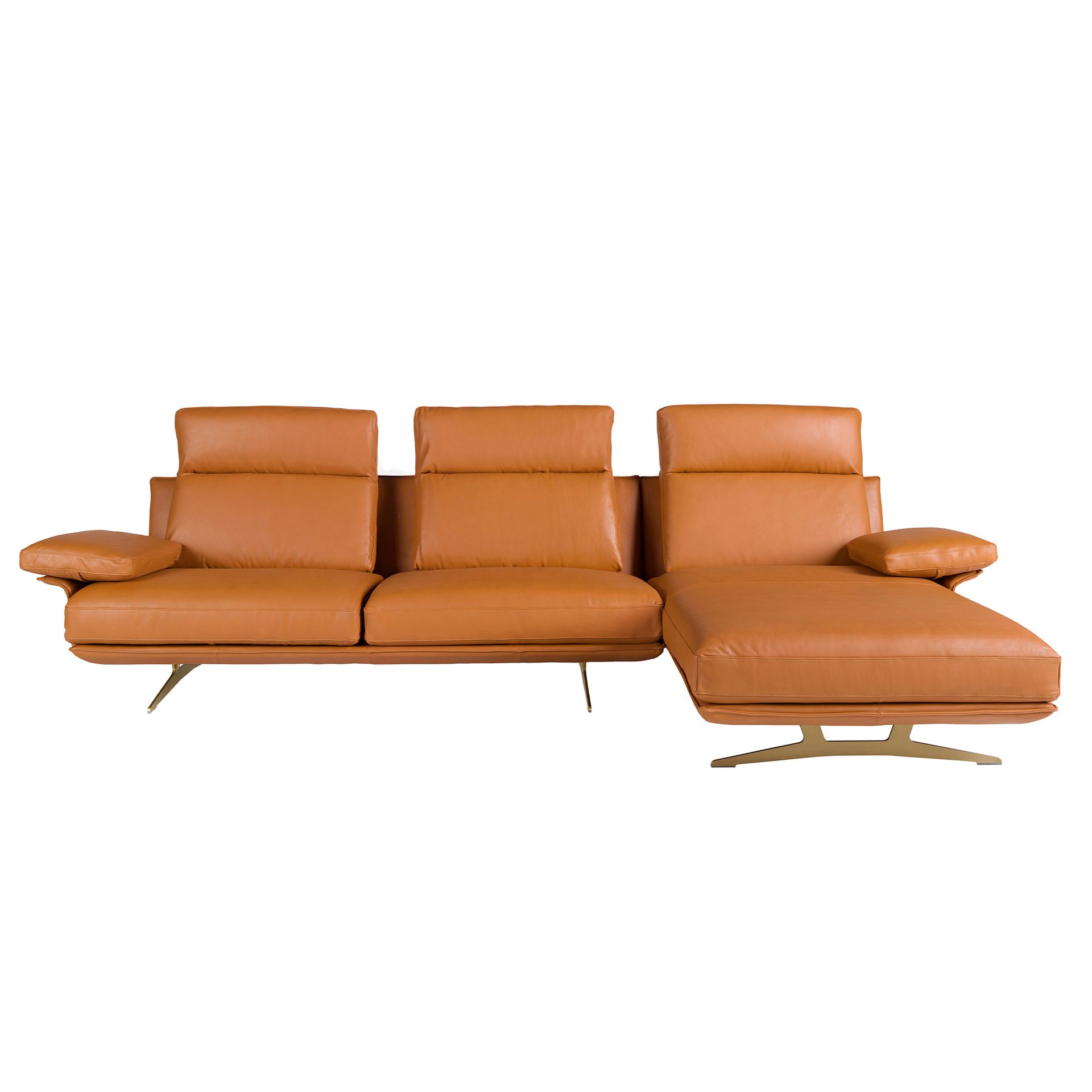 Sofa Récamiere Rechts Leder Terrakotta