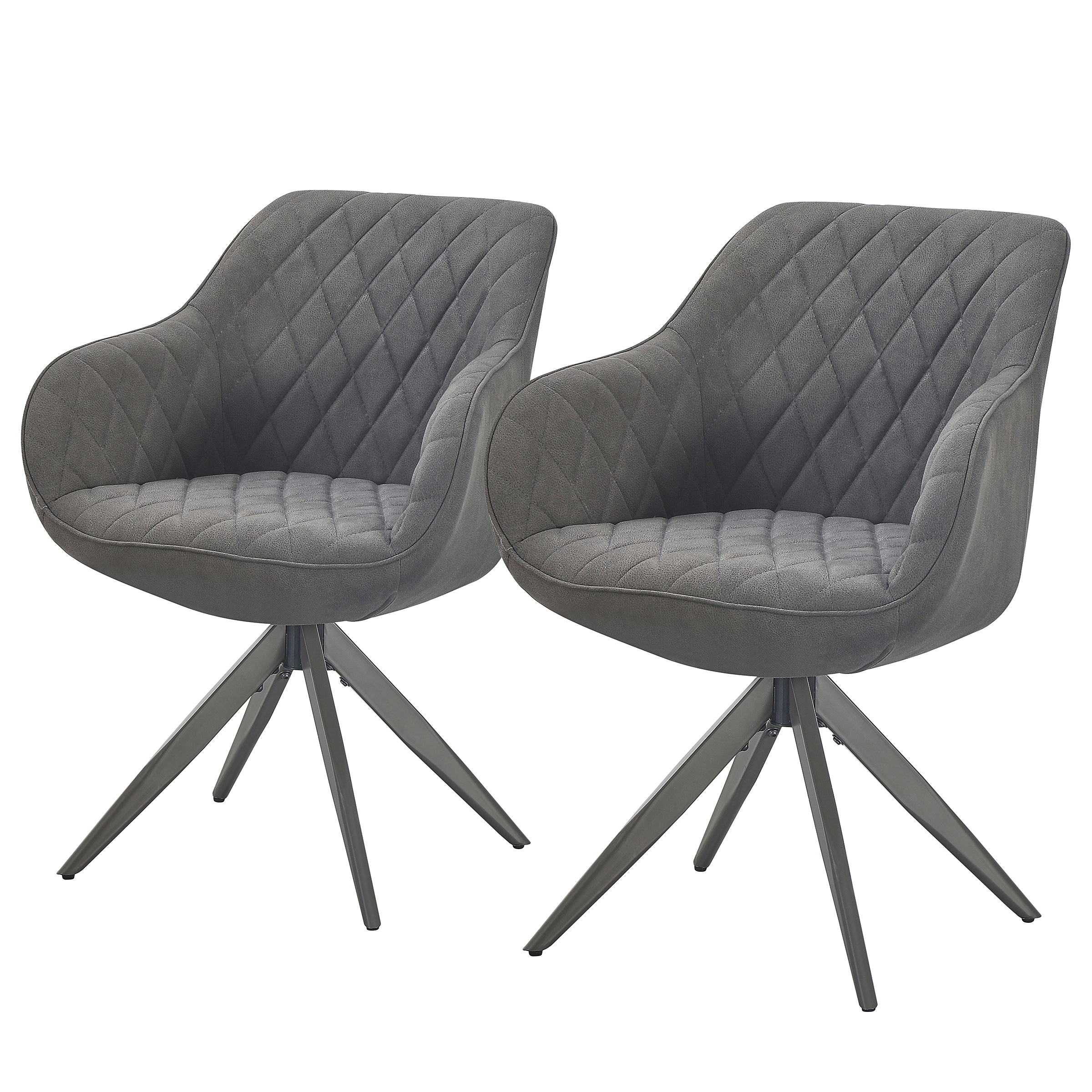 2x Drehbarer Armlehnenstuhl AIMAN Dunkelgrau