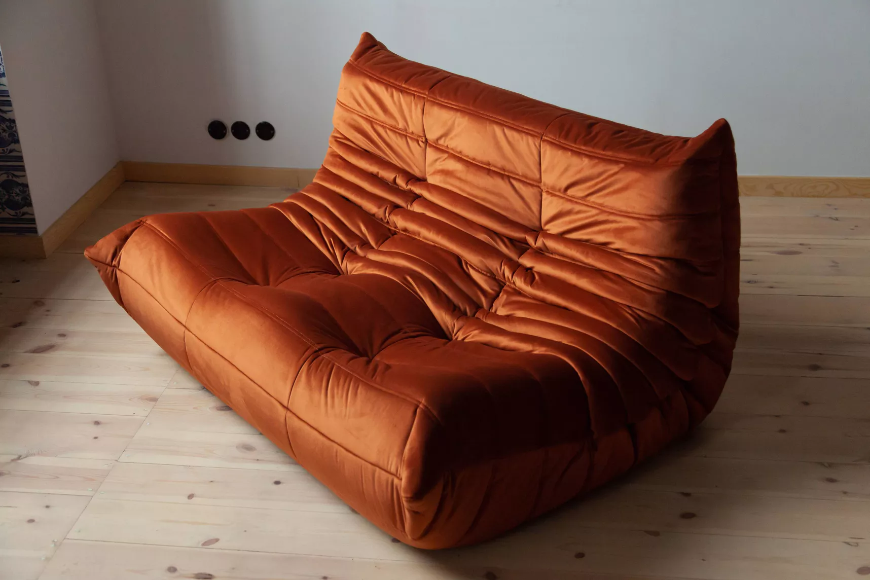 Togo Lounge Set 3-piece Velvet Amber-Orange