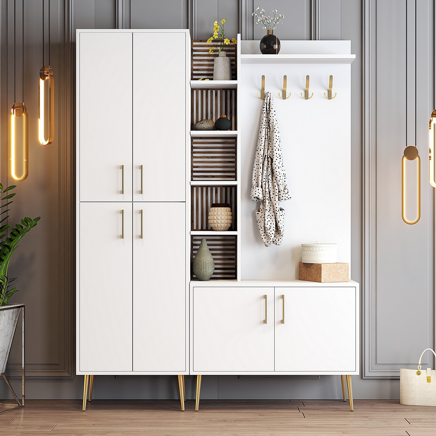 Extend Wardrobe White Golden Details 150cm x 200cm