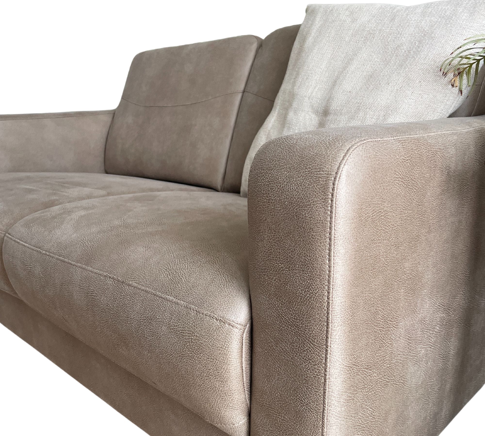 Sofa 2-Sitzer Kunstleder Holz Beige