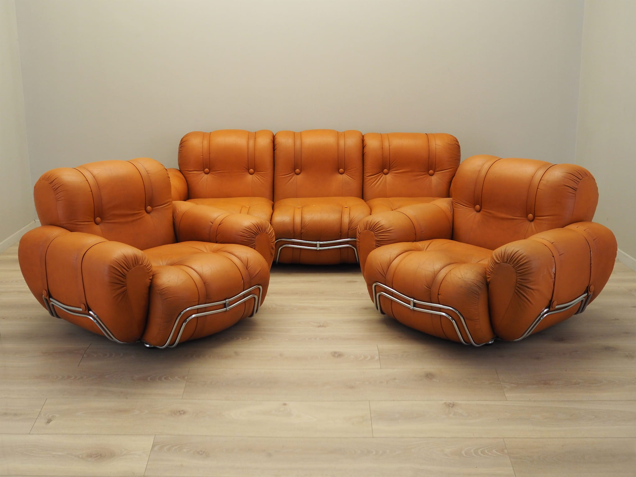 Space Age 3-Sitzer Sofa Orange 1960er Jahre