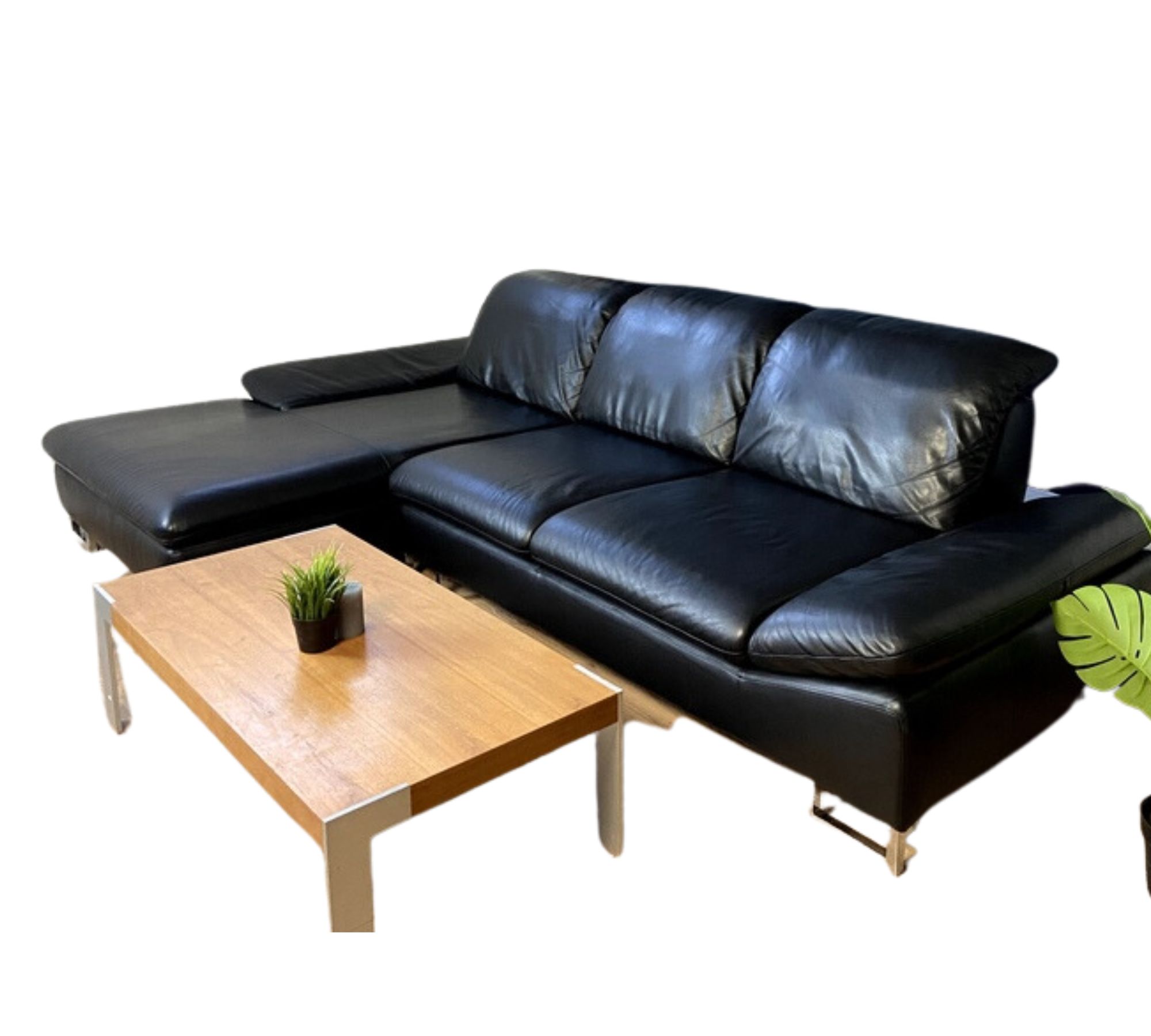 Sofa Chaise Lounge Left Leather Black