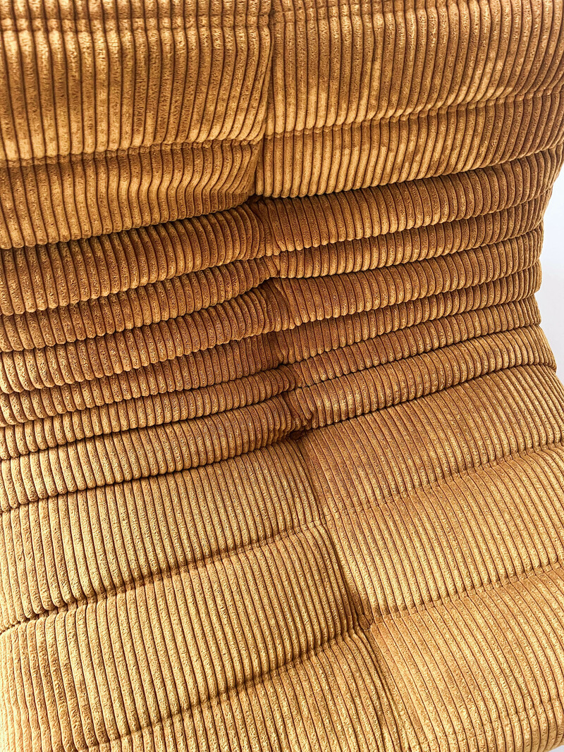 Togo Poltrona e Pouf Set Velluto a coste Marrone sabbia