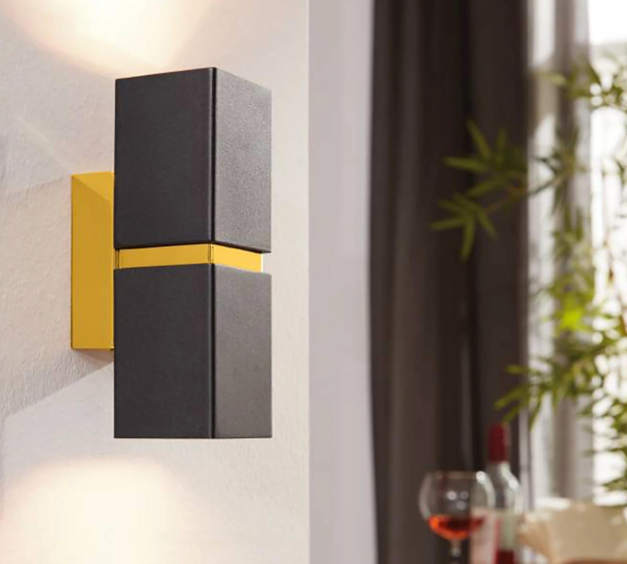 LED wall lamp Passa II Steel 2-flame Black / Gold