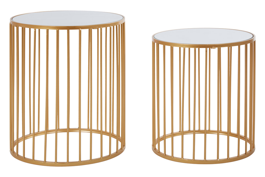2x Avantis Round Nest Side Table Iron Gold