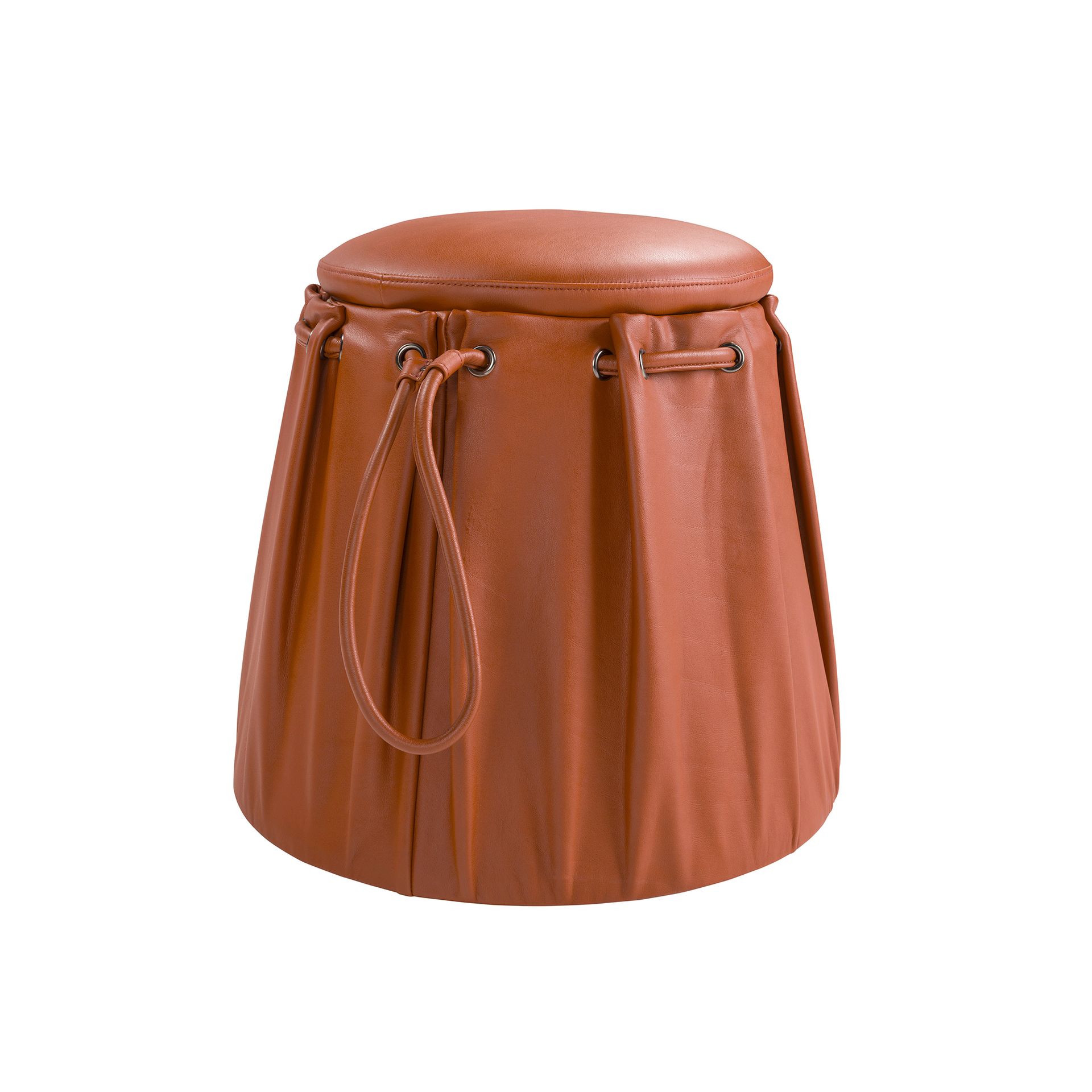 Caldera orange leather pouffe