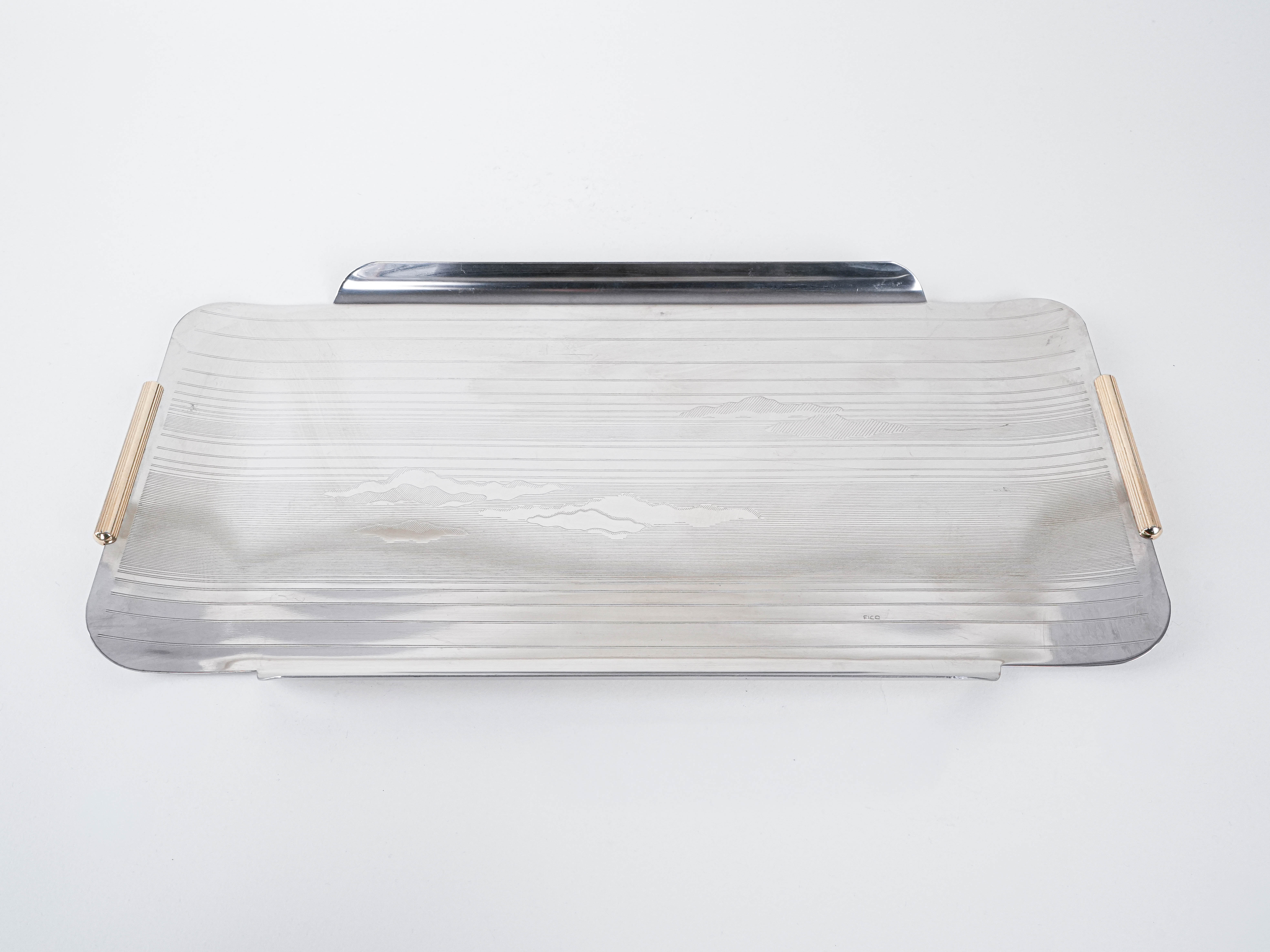 Stainless steel tray, Italian design, 1970s, made in I