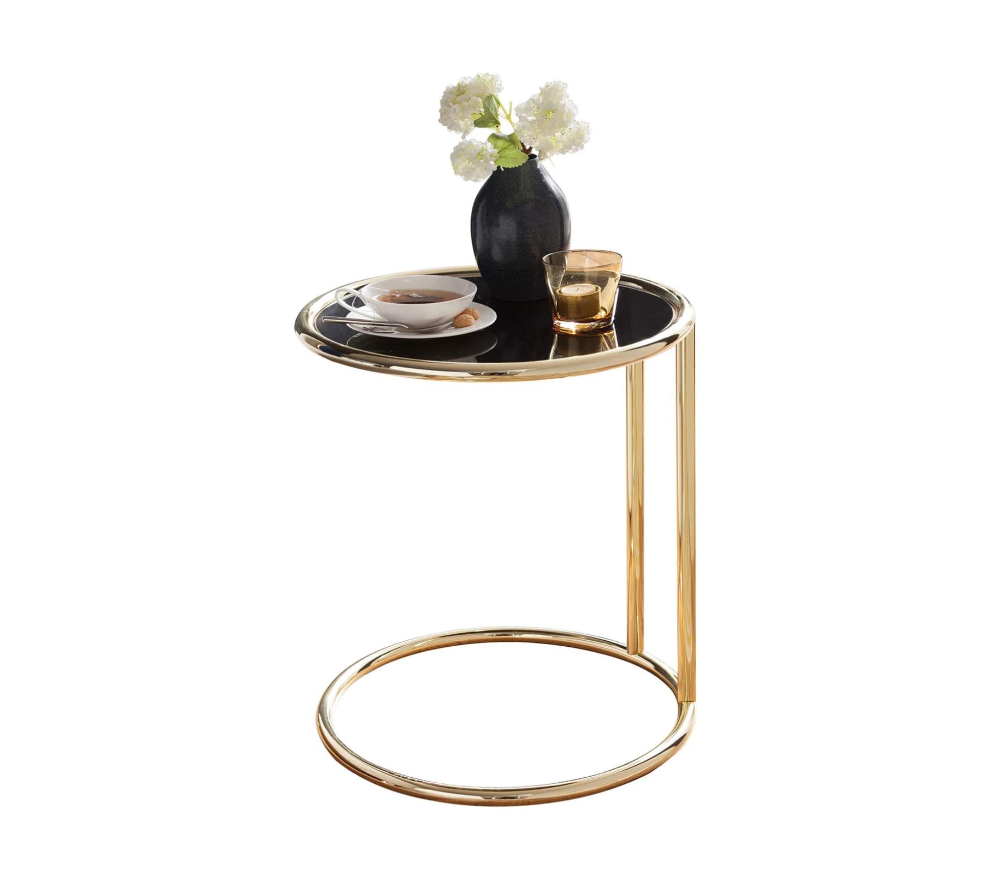Beistelltisch Glas Metall Schwarz Gold