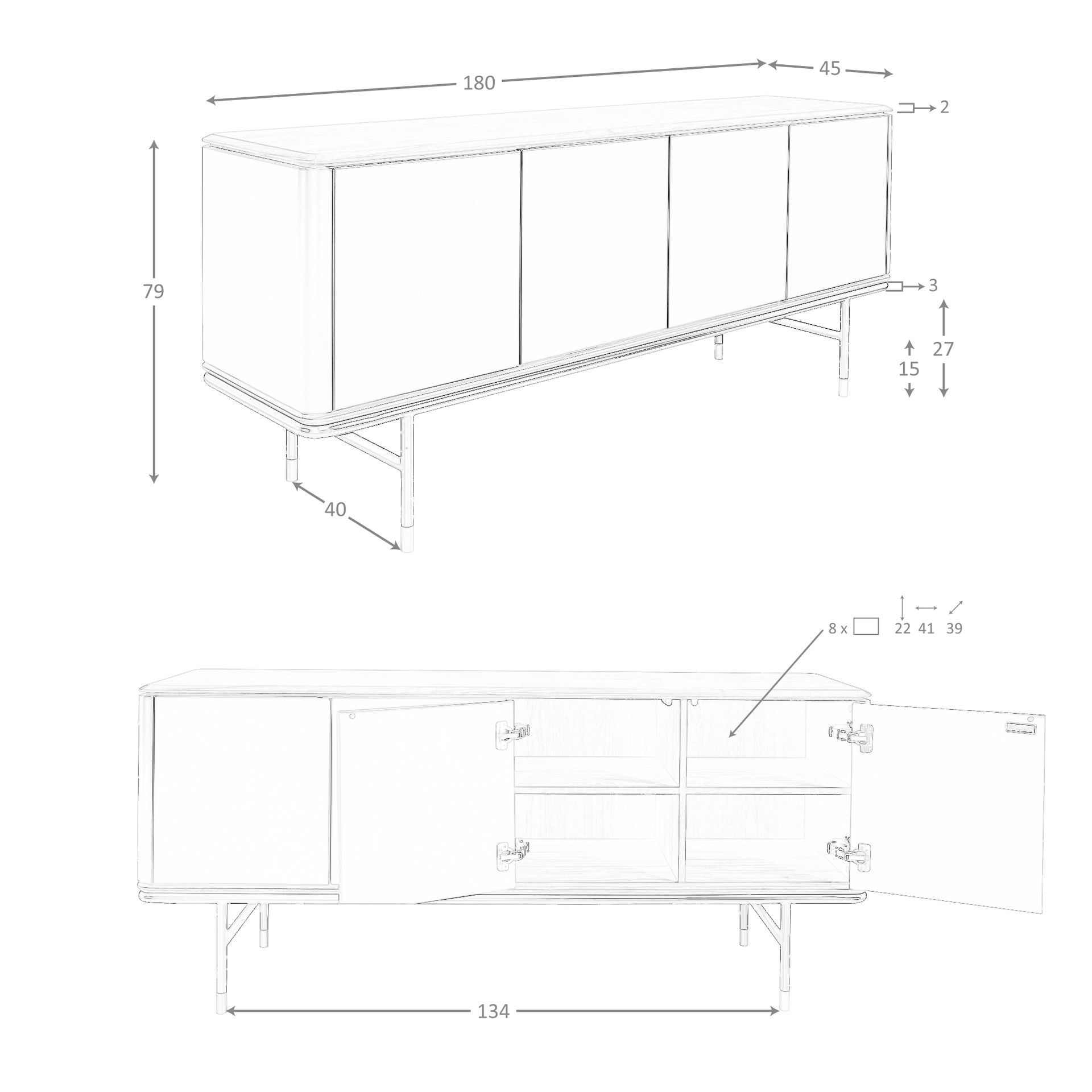 Sideboard Dunkelgrau