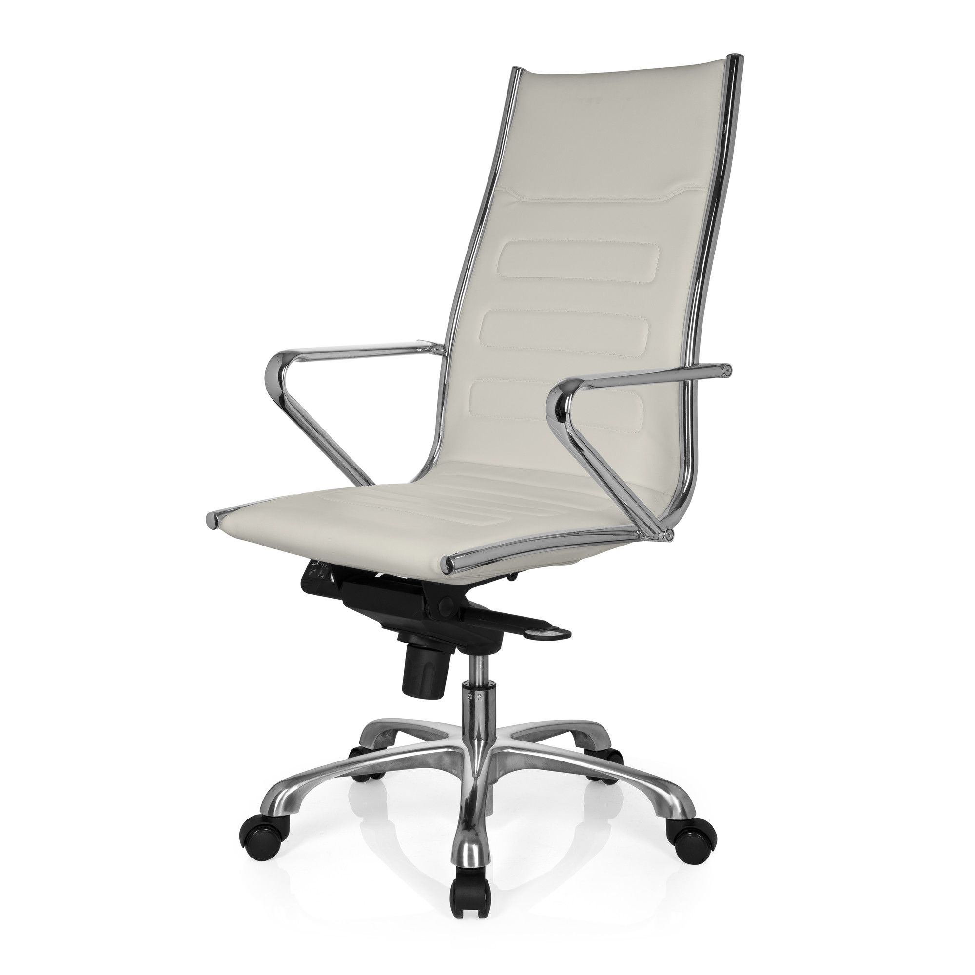 PARIBA III Swivel office chair with casters Faux leather White