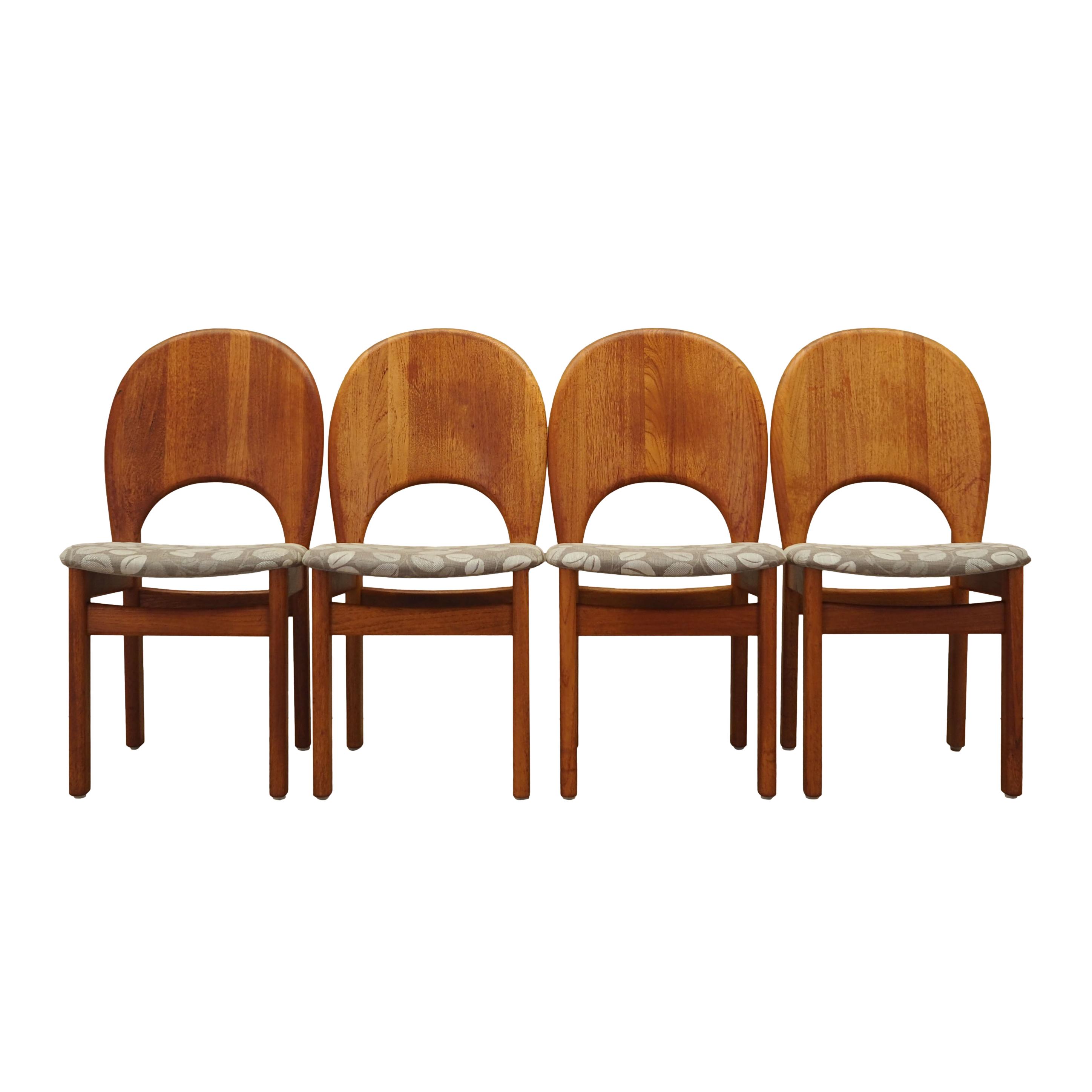Teak wood chairs set of 4 Light brown 1960s