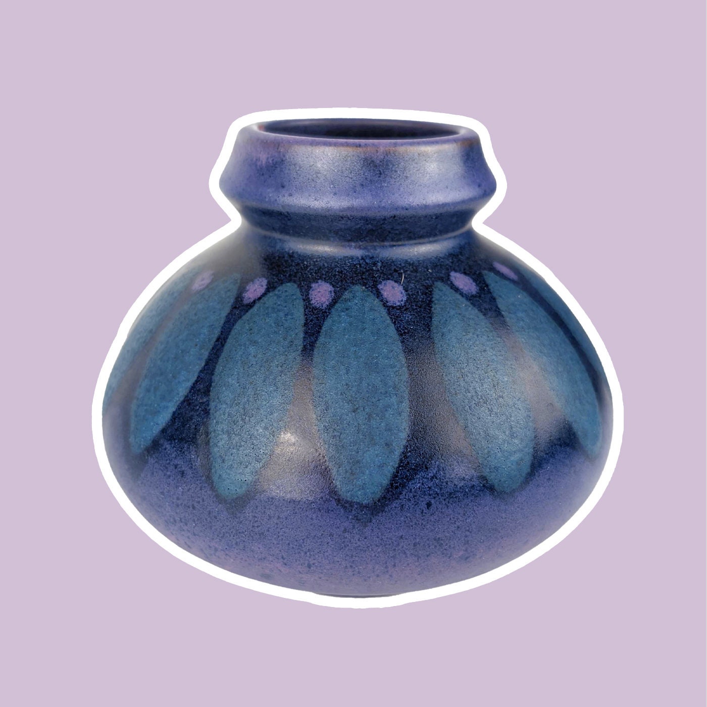 Vintage Vase Keramik Blau 1970er Jahre