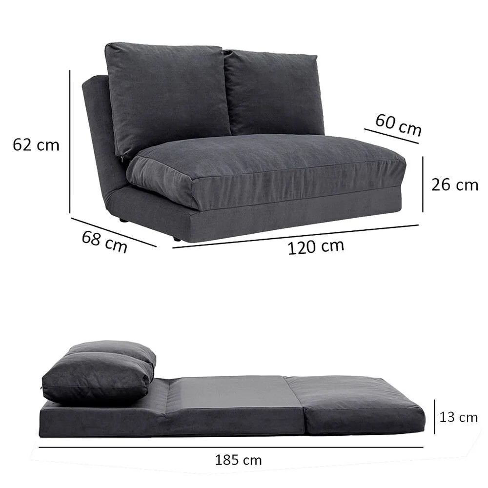 Taida Schlafsofa 2-Sitzer Grau