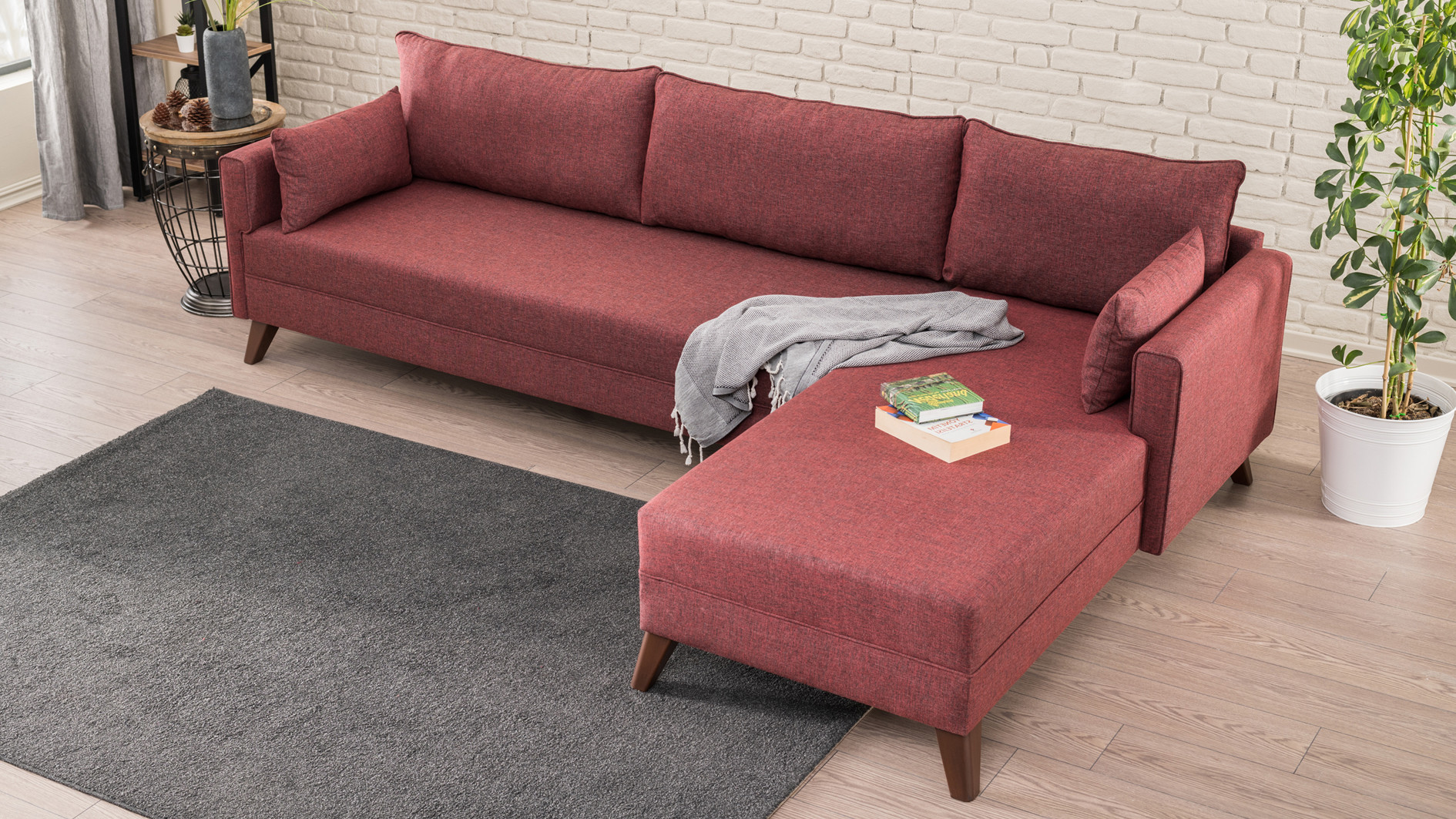 Bella Sofa Récamiere Rechts Rot