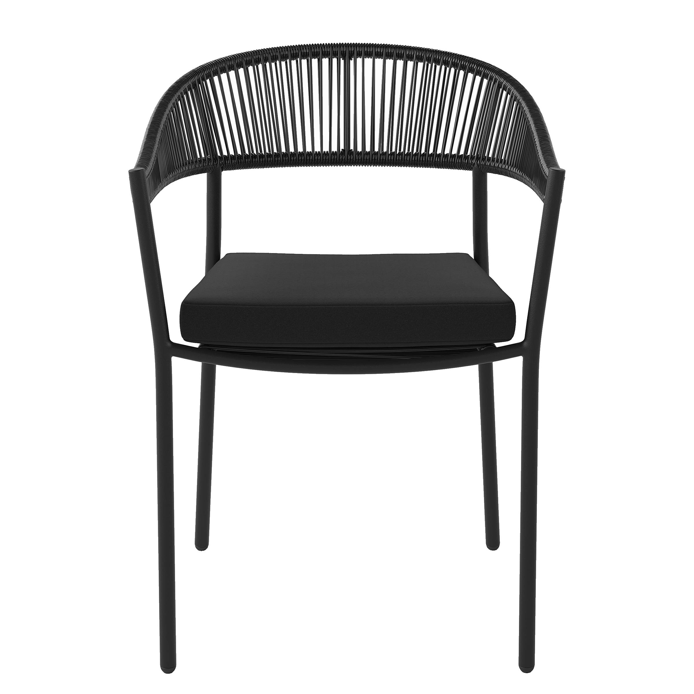 Coro Stapelstuhl 2er-Set Stahl Polyrattan Schwarz