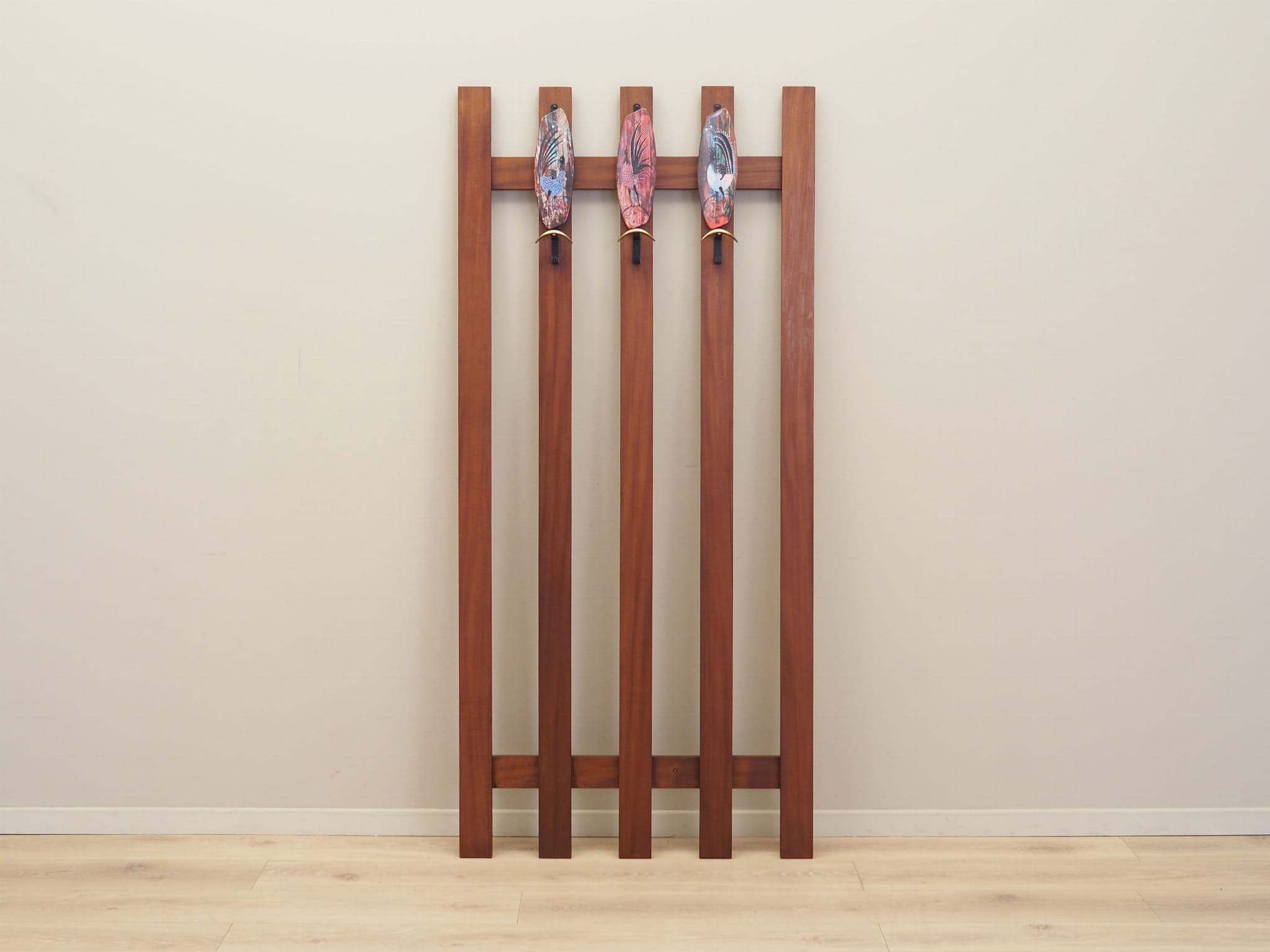 Teak wall coat rack 1970s