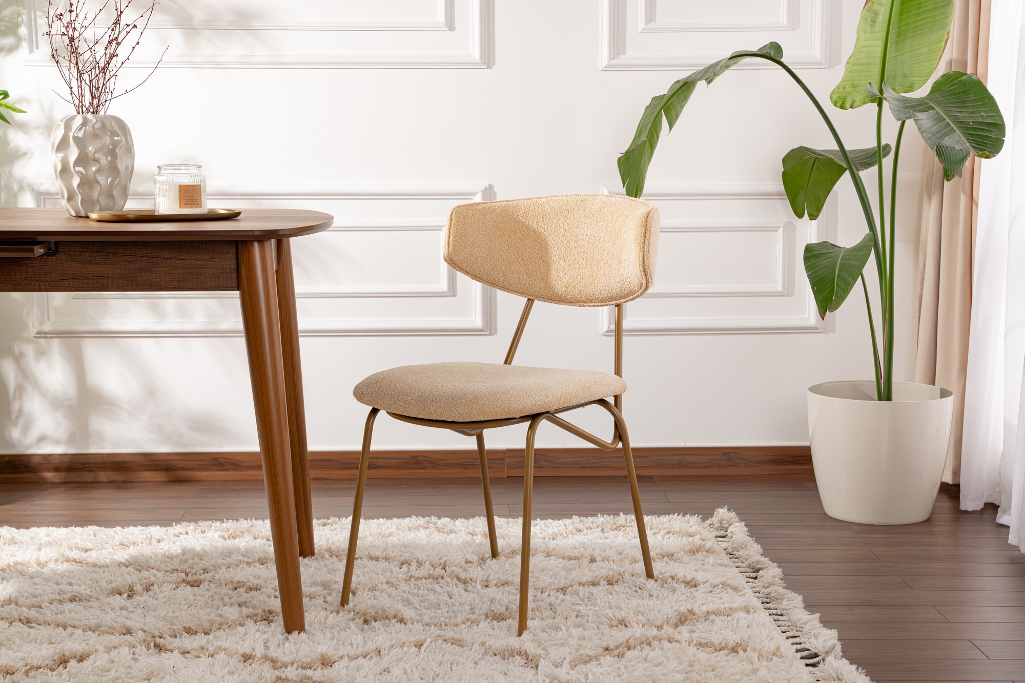 2x Nancy Dining Chair Wood Veneer Cream White