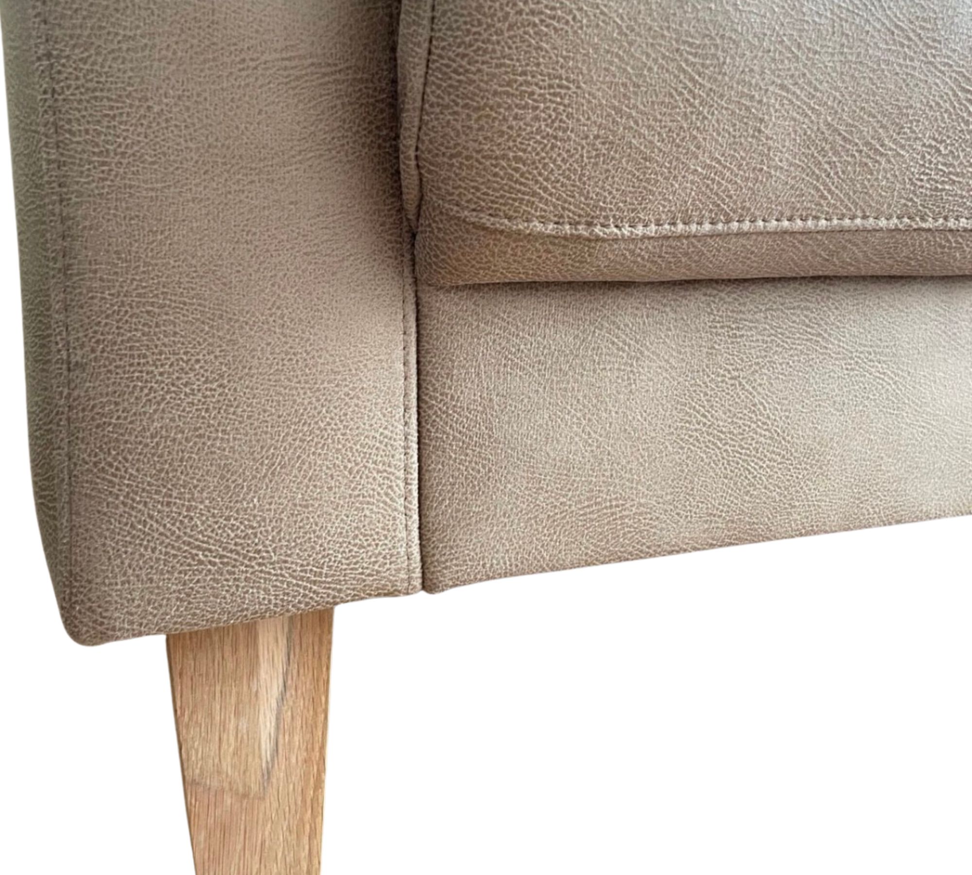 Sofa 2-Sitzer Kunstleder Holz Beige