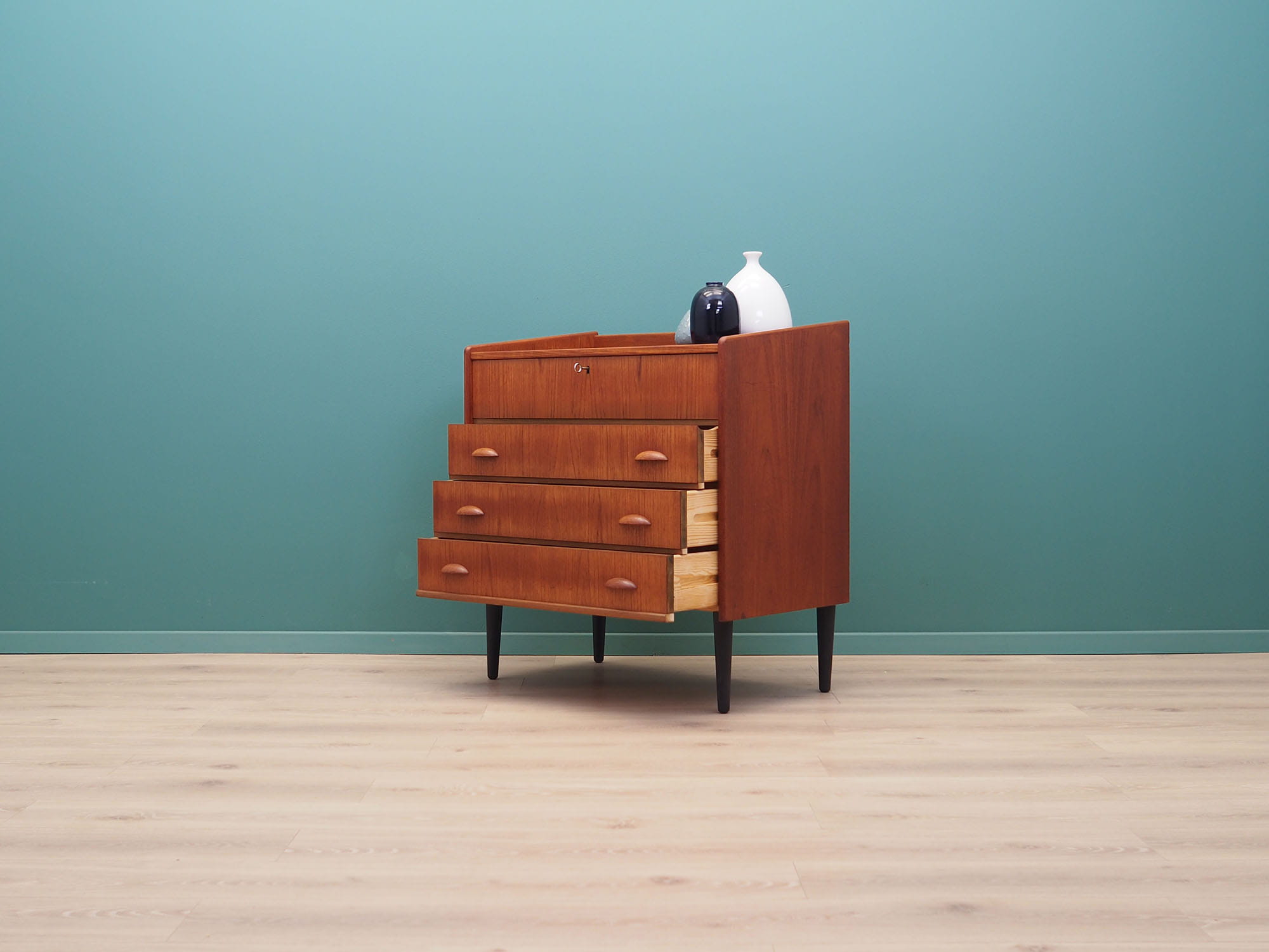 Vintage Schminktisch Teakholz Braun 1960er Jahre