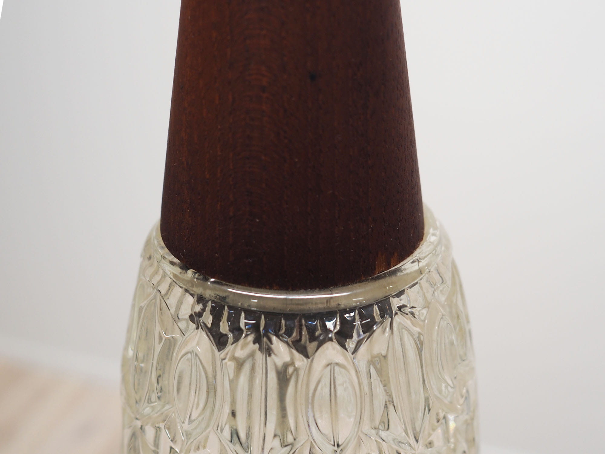 Vintage Pendelleuchte Glas Holz Braun 1970er Jahre