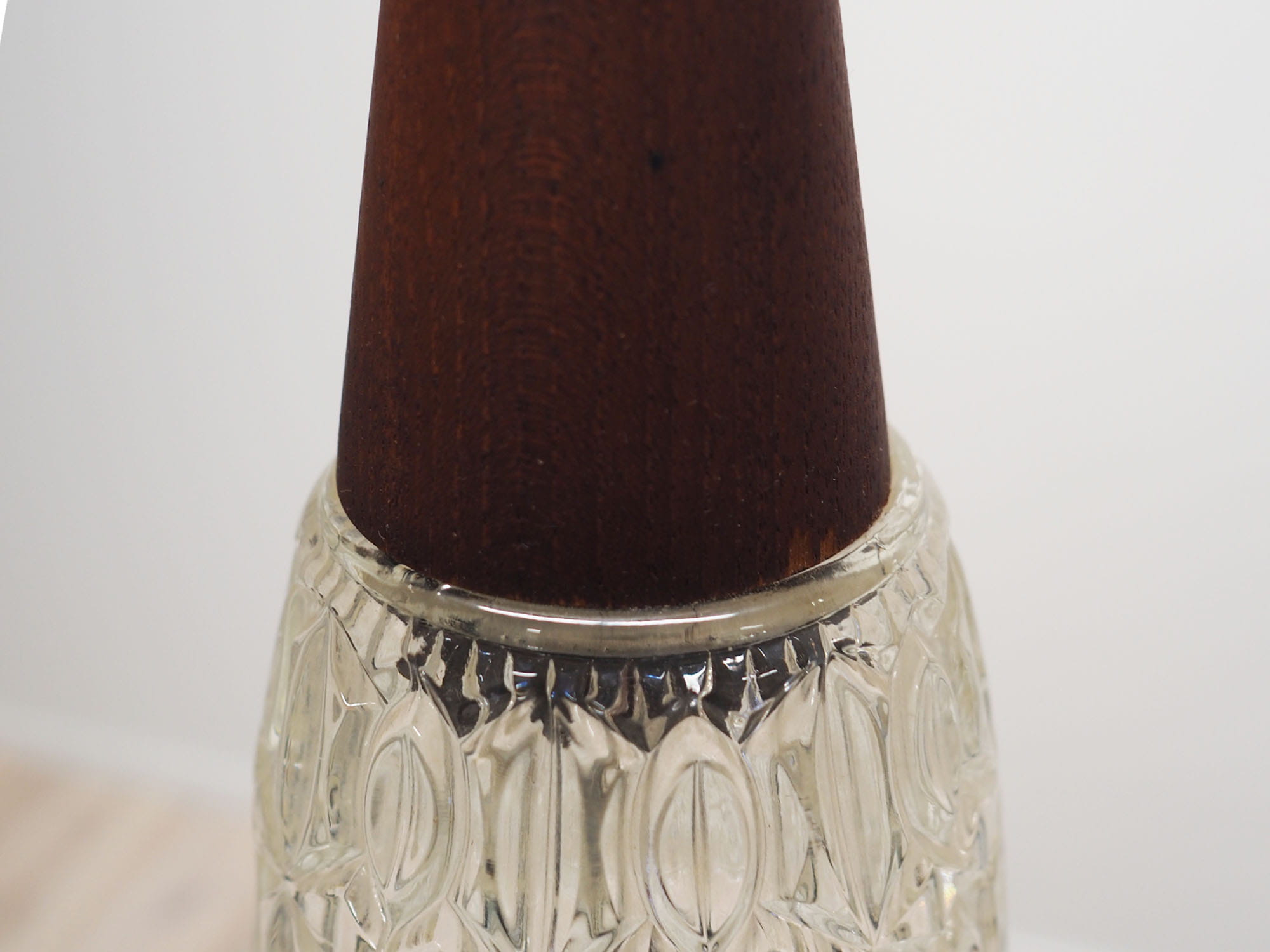 Vintage pendant lamp glass wood brown 1970s