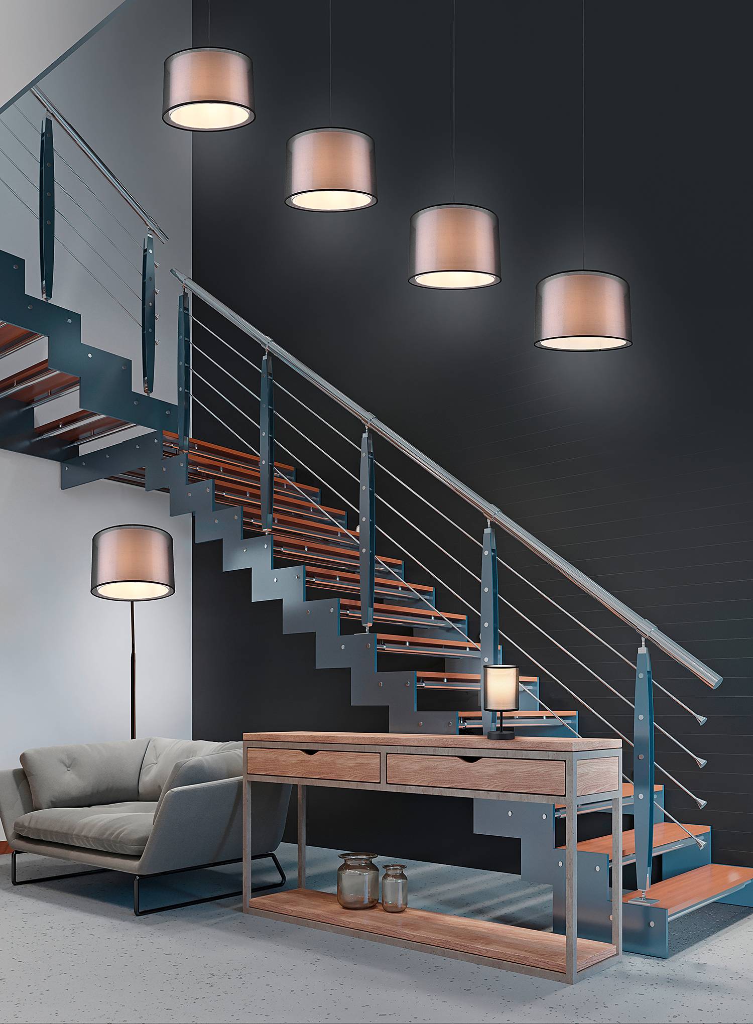 Pendant lamp Burton fabric steel