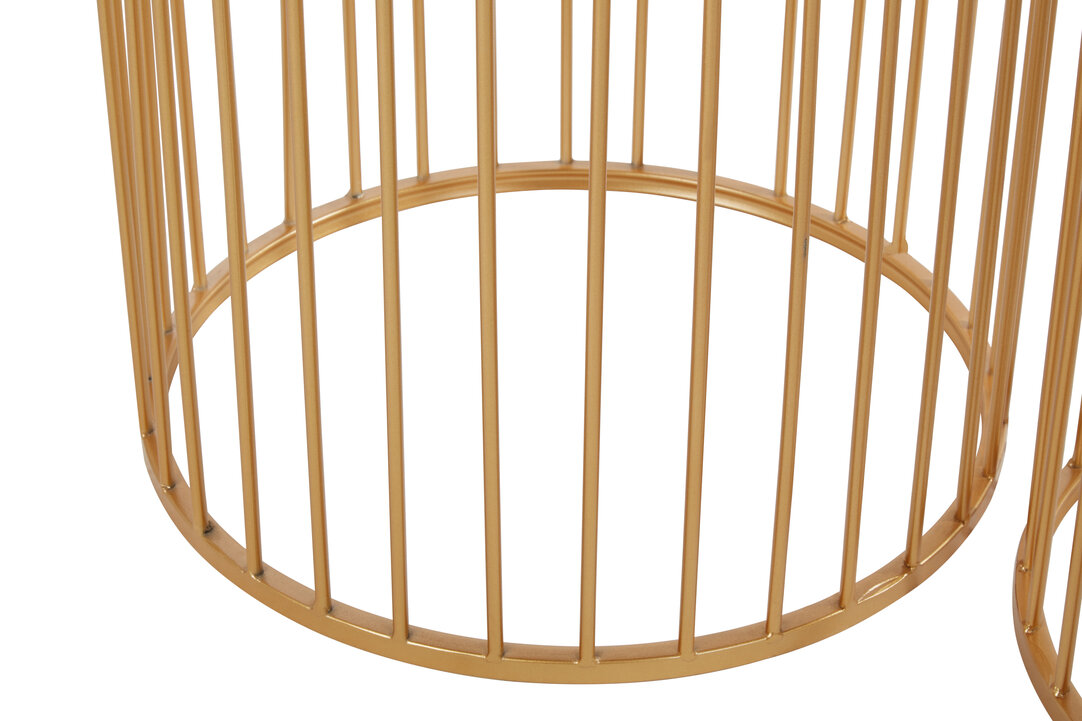 2x Avantis Runder Nest Beistelltisch Eisen Gold