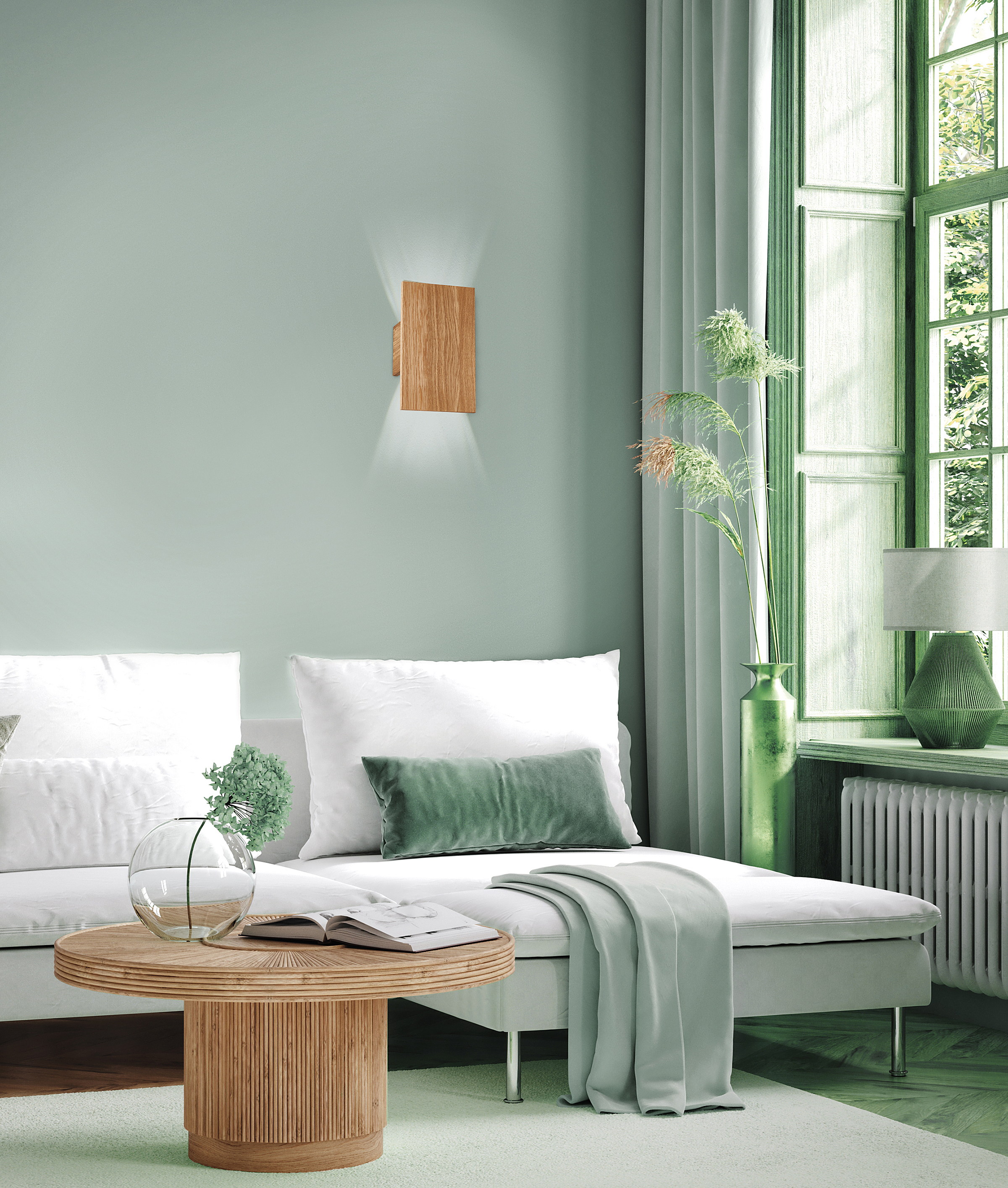 Shine 4-light LED wall light Wood Panel