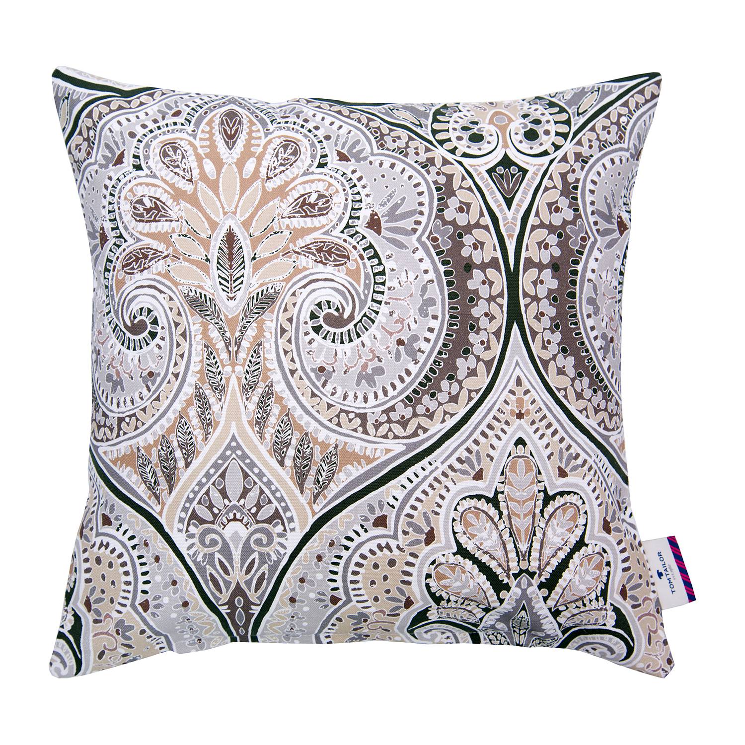 Kissenbezug T-Soft Paisley Baumwollstoff Grau / Braun
