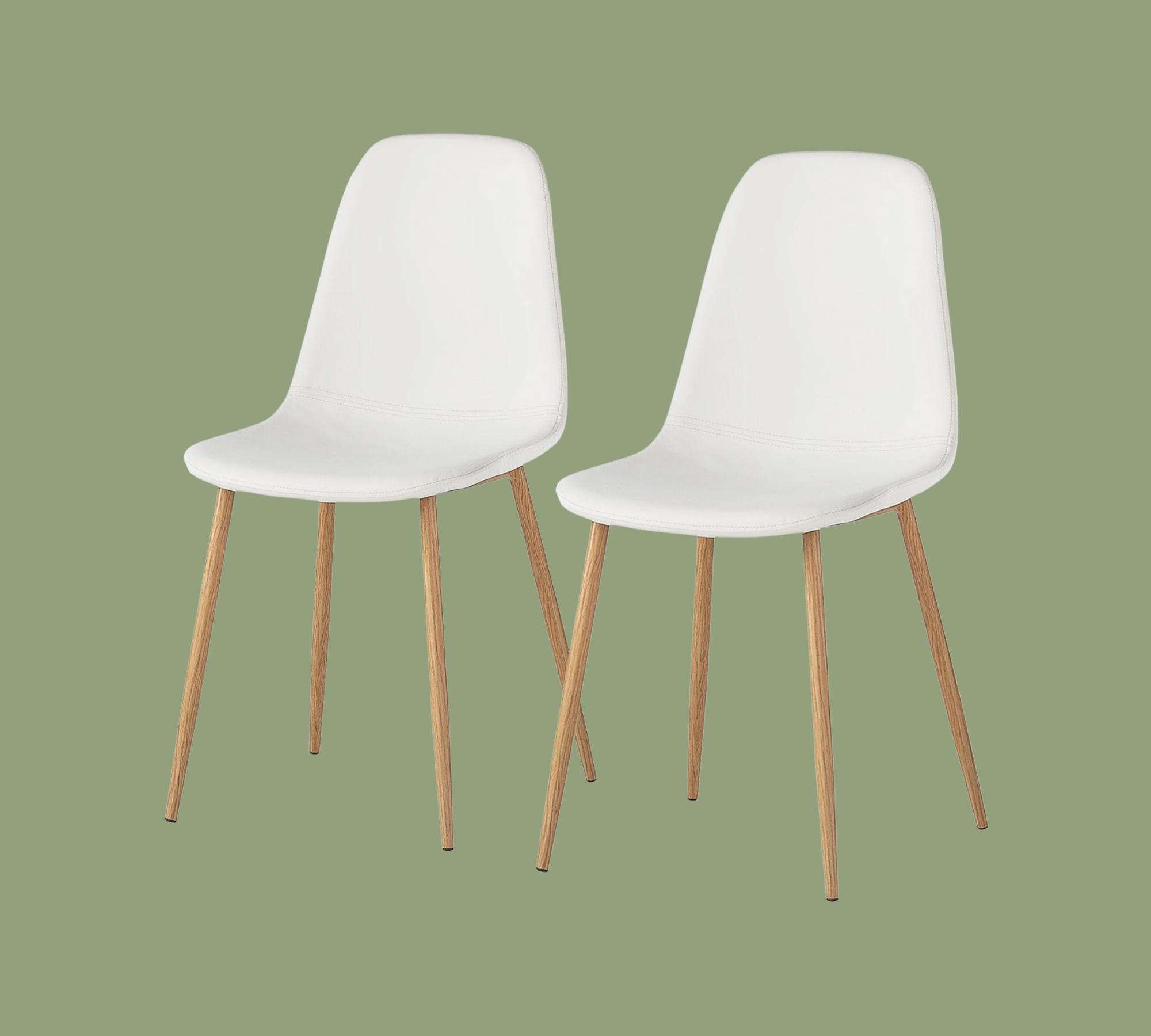 Upholstered chair Iskmo faux leather white set of 2