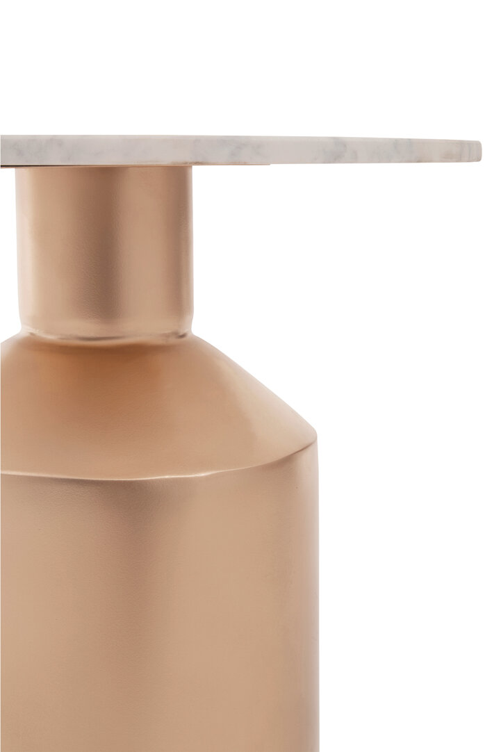 Amira White Marble Top Gold Base Beistelltisch
