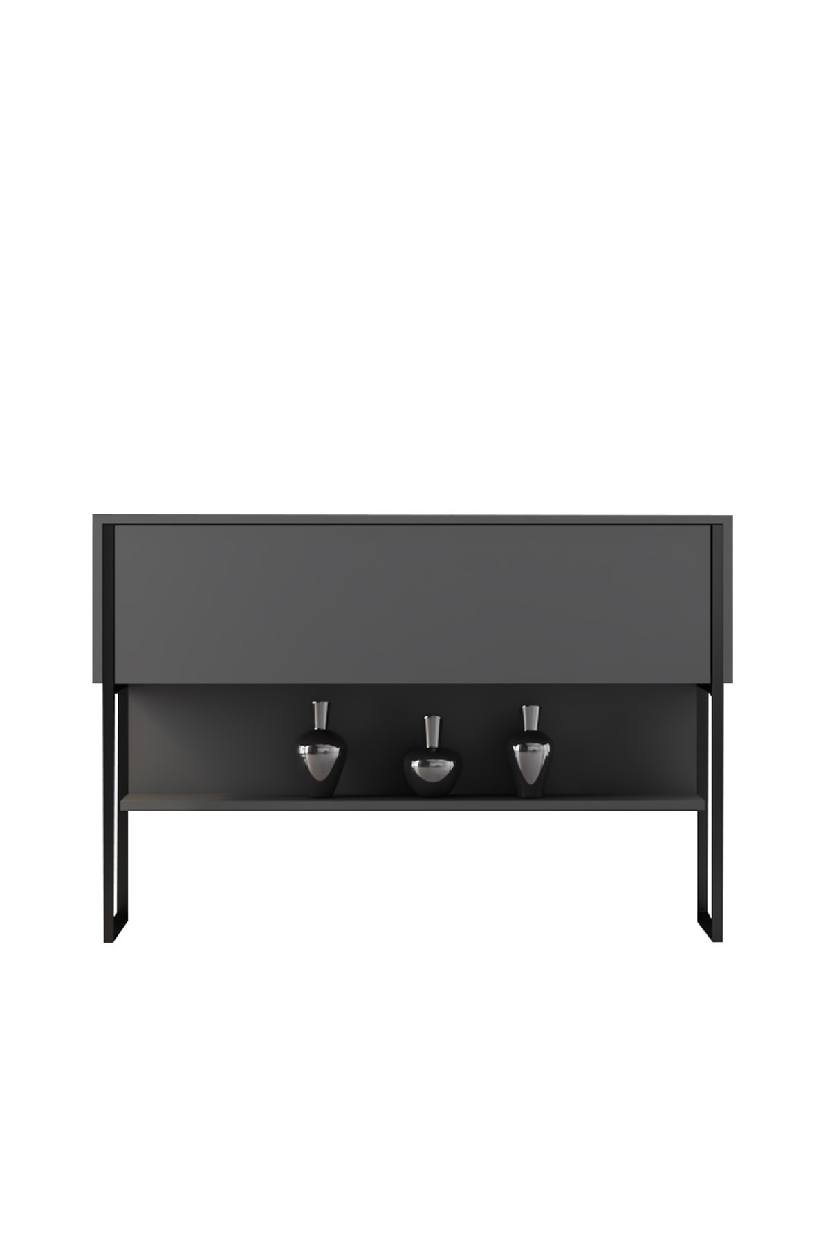 Luxe Sideboard Holzfurnier Schwarz Anthrazit