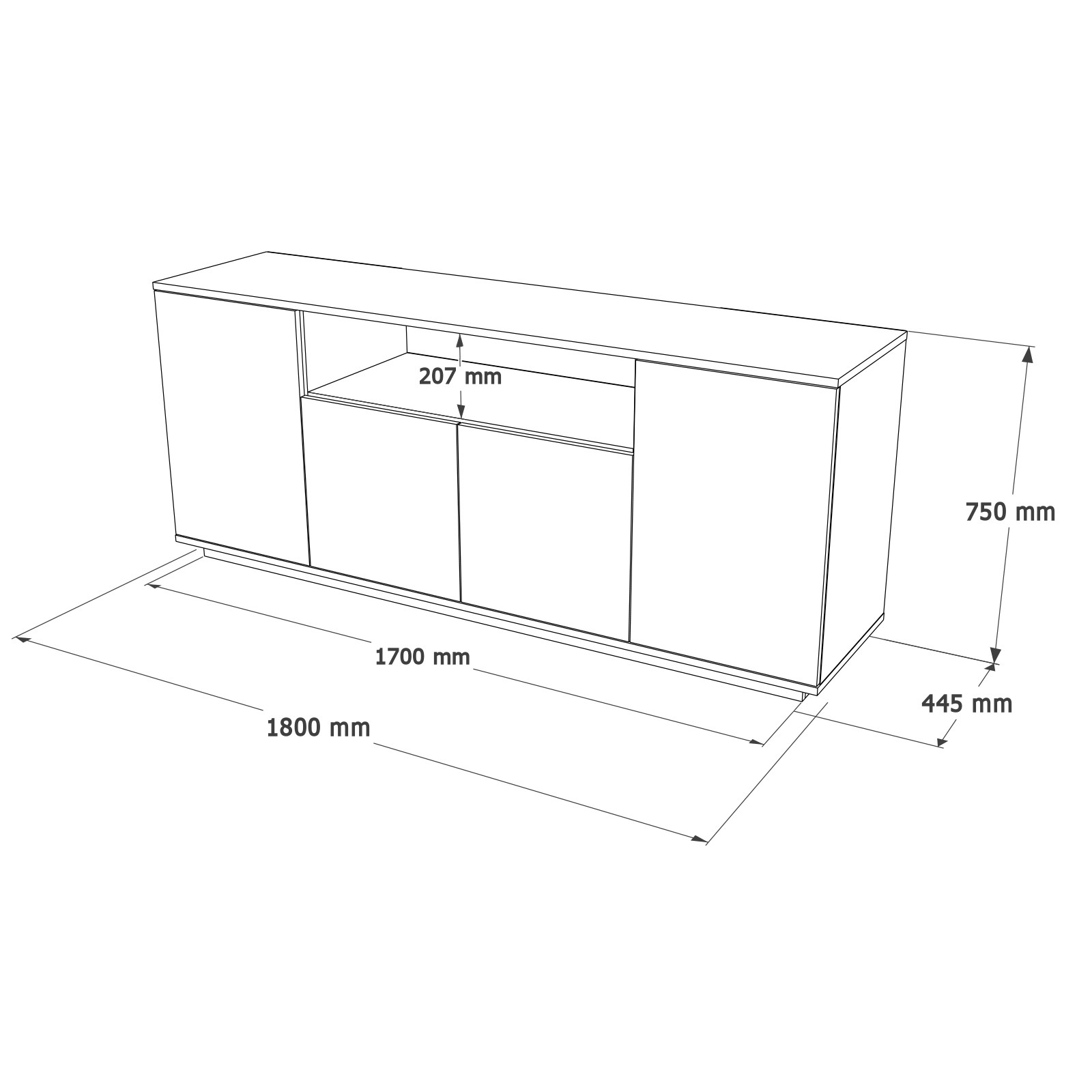 Sideboard Grau 180cm