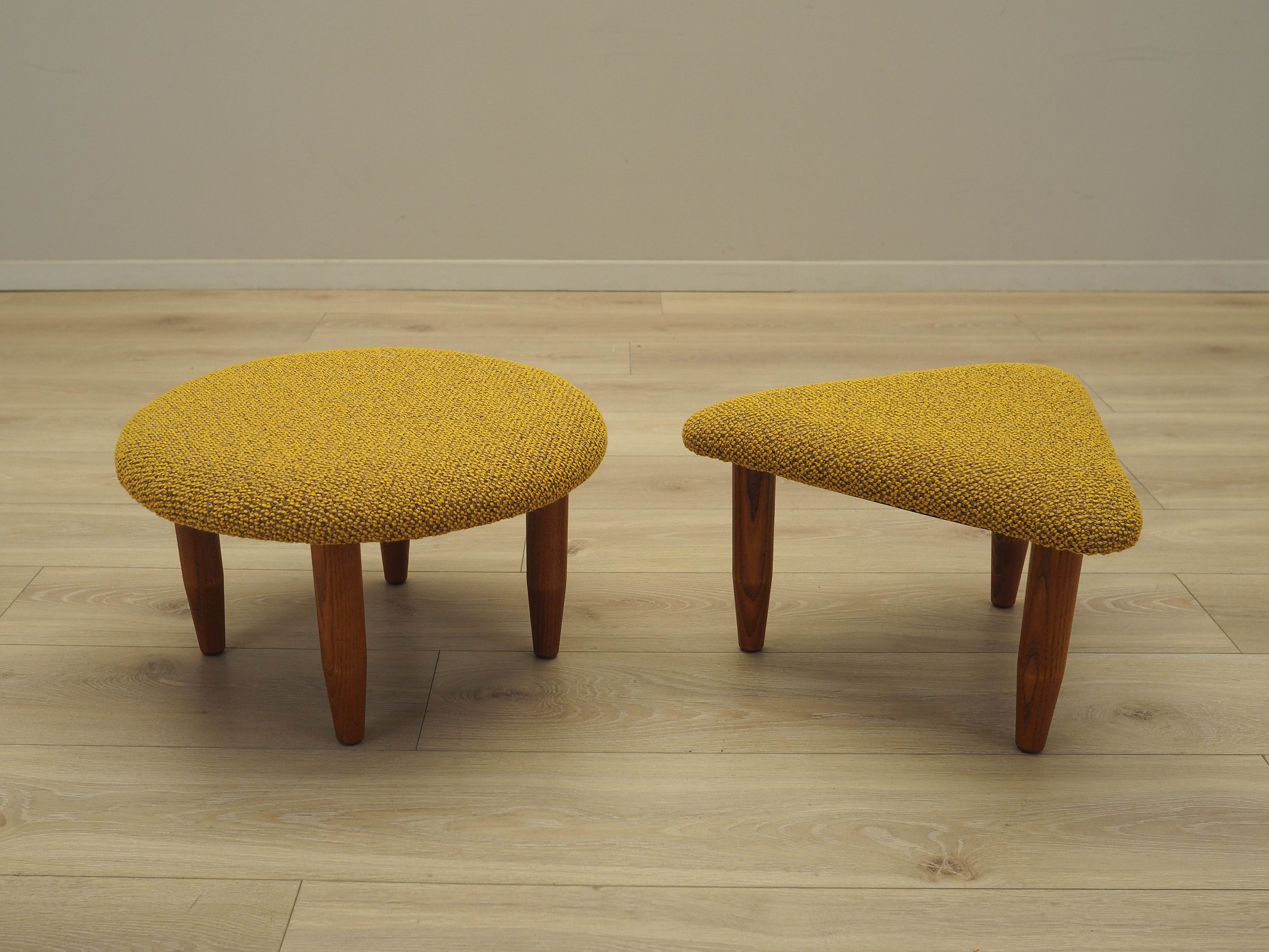 2-Teilig Hocker-Set Braun Senfgelb 1990er Jahre
