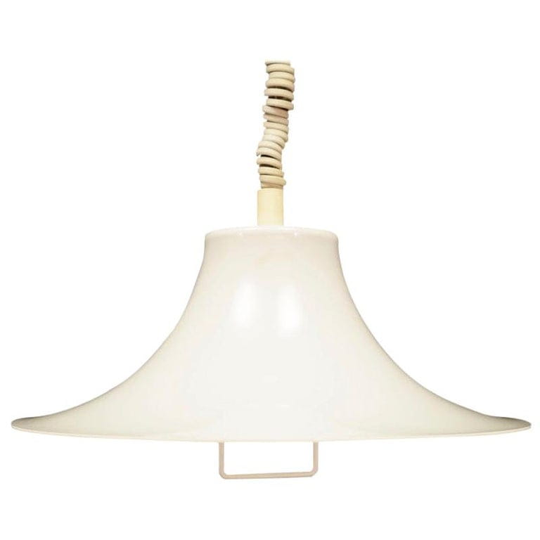 Lampada a sospensione vintage in plastica bianca anni '70