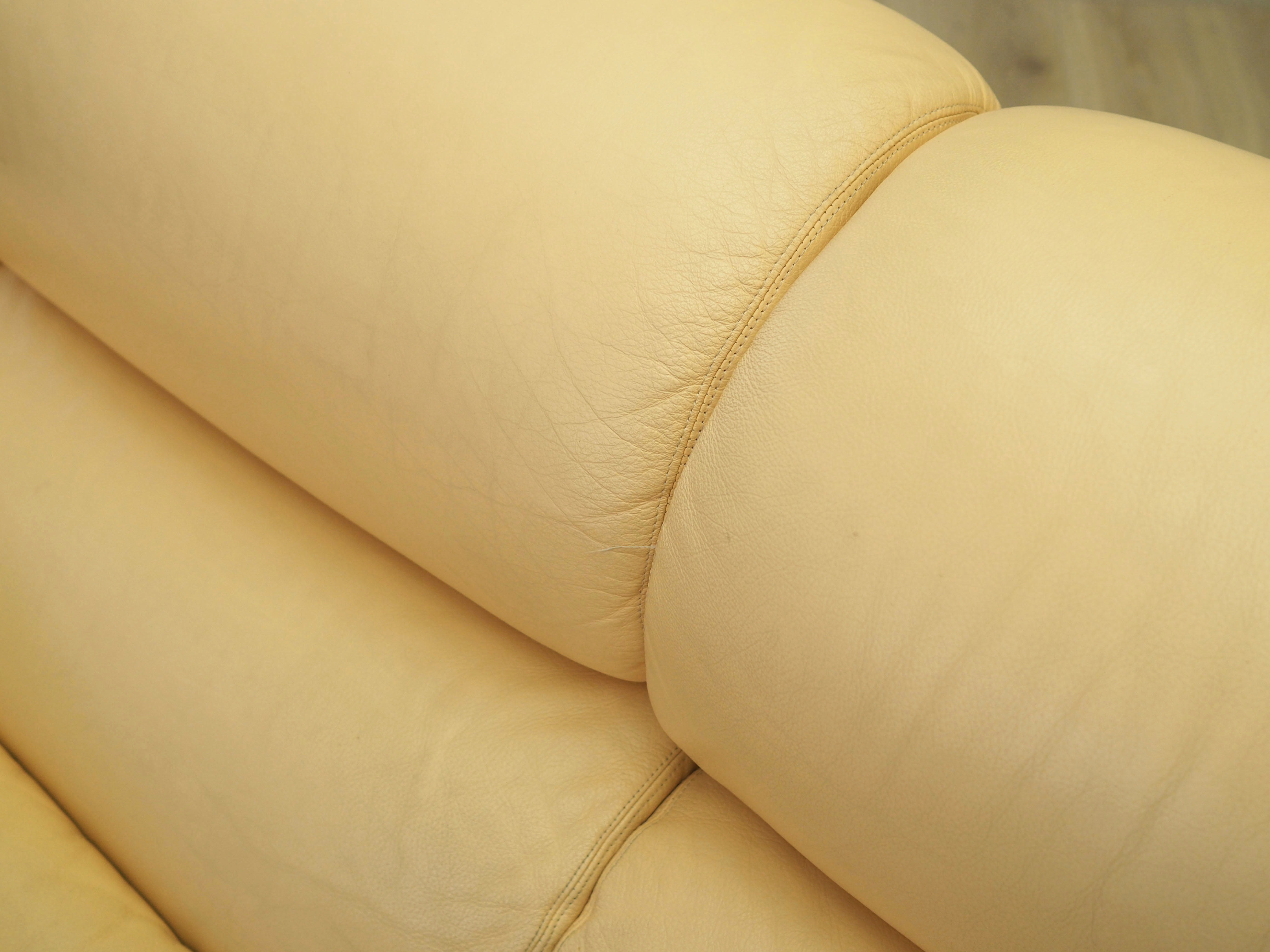 Sofa Leder Creme 1960er Jahre