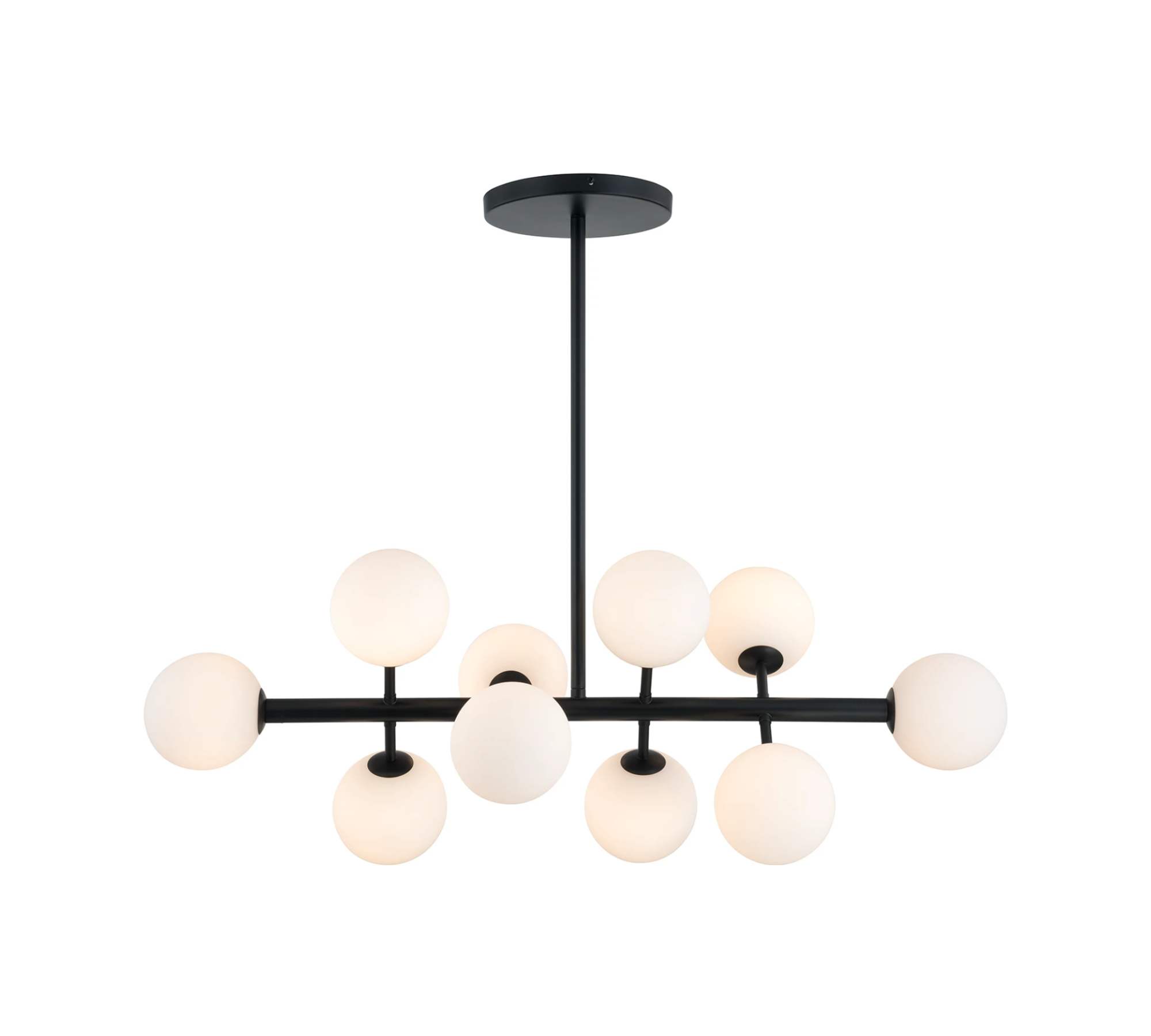 Pendant lamp opal glass iron black