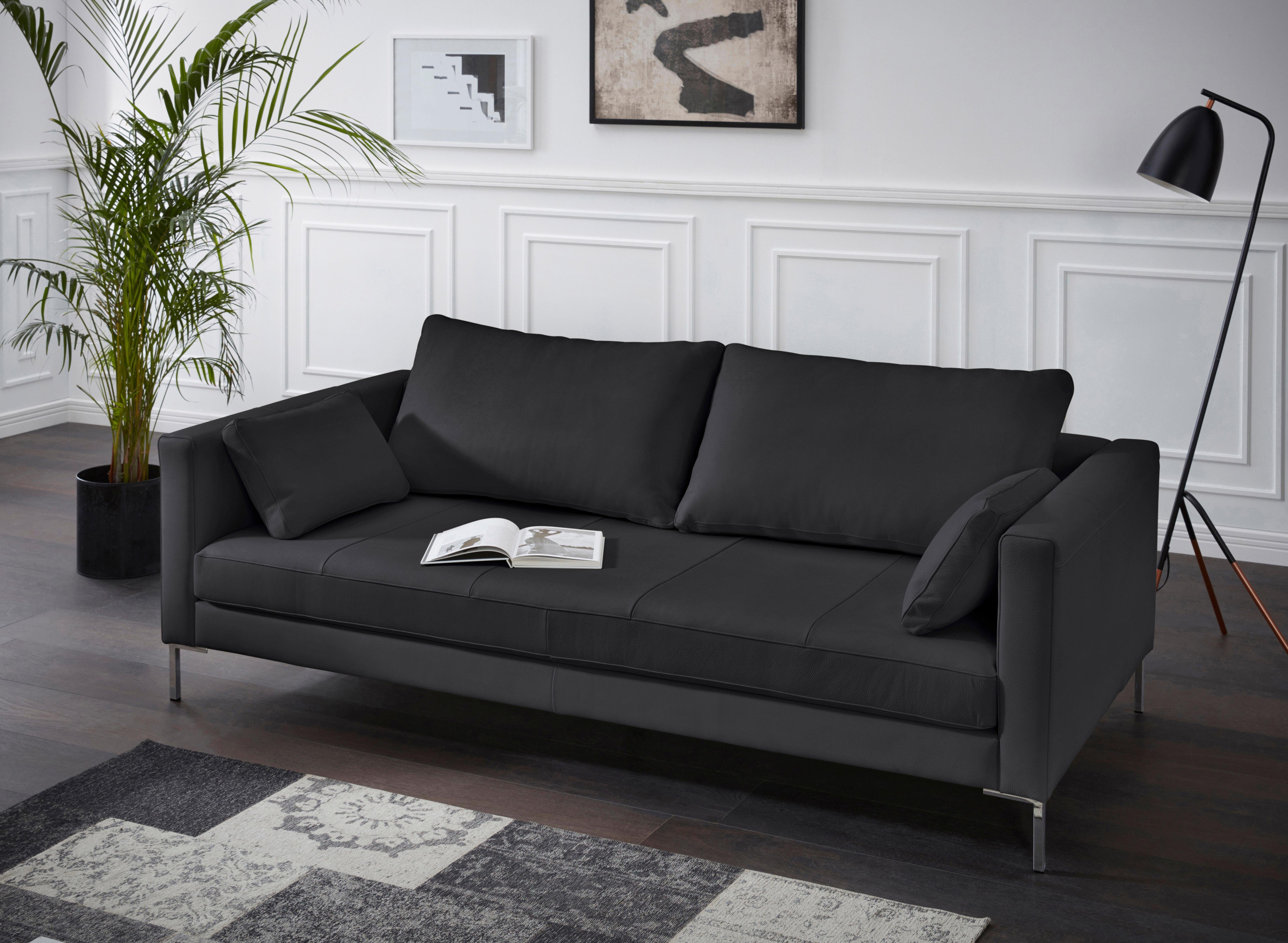 Marinus Sofa 3-Sitzer Saddle-Leder Metall Schwarz