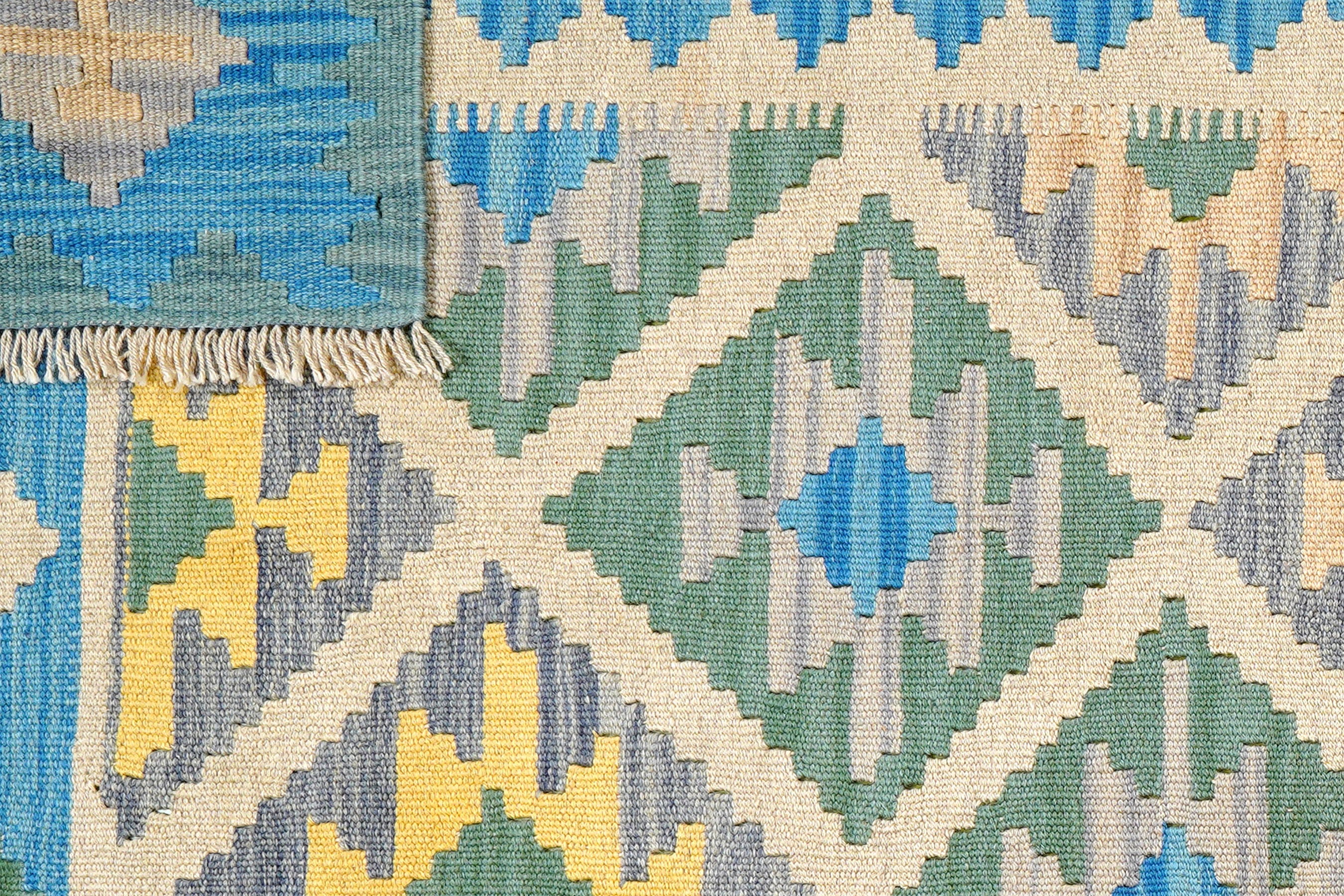 Kilim Gashgai Teppich Wolle Blau