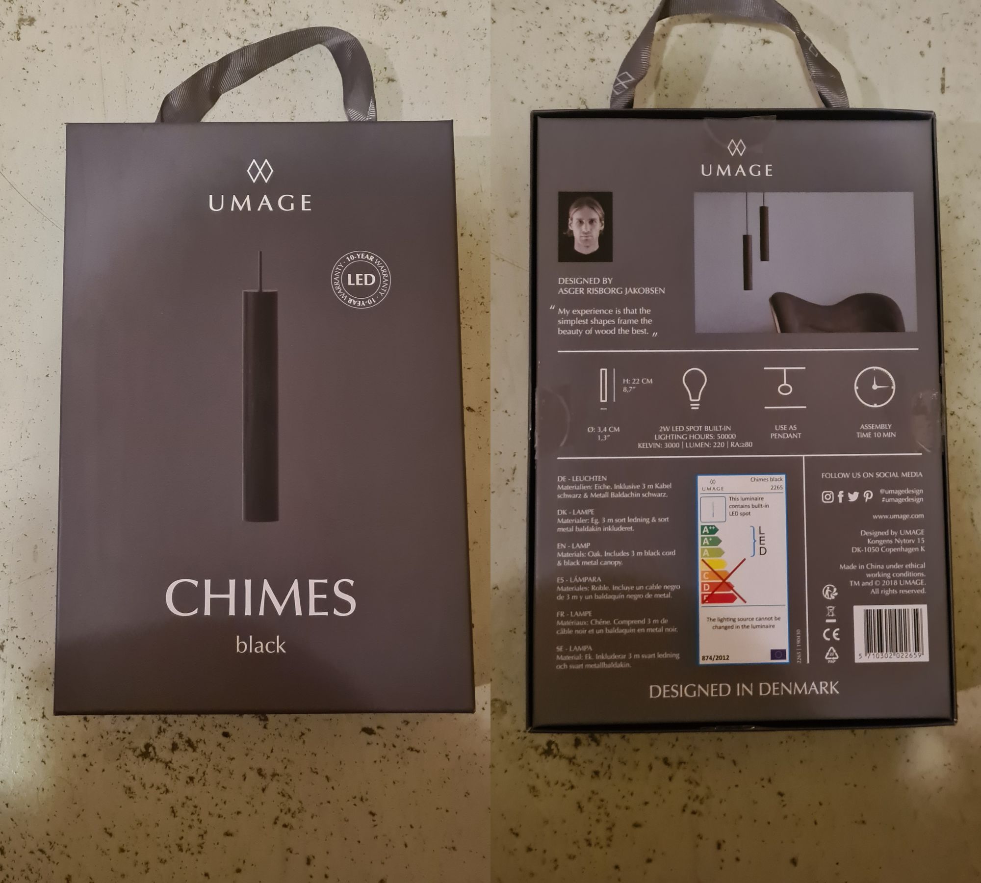 Chimes Pendelleuchte Holz Metall Schwarz