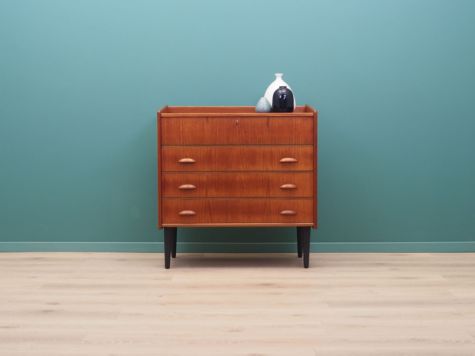 Vintage Schminktisch Teakholz Braun 1960er Jahre