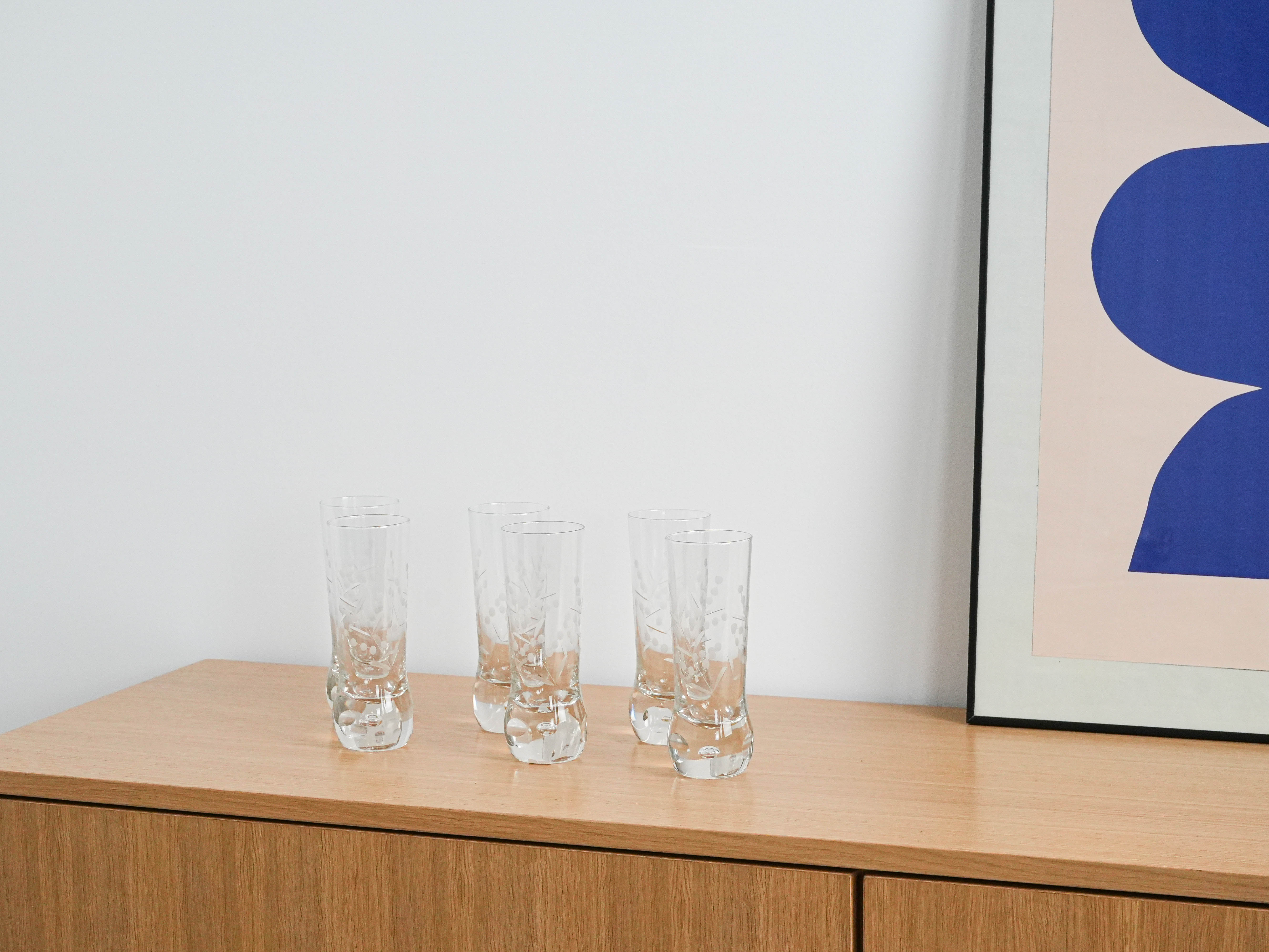 Set of 6 glasses transparent 1970s